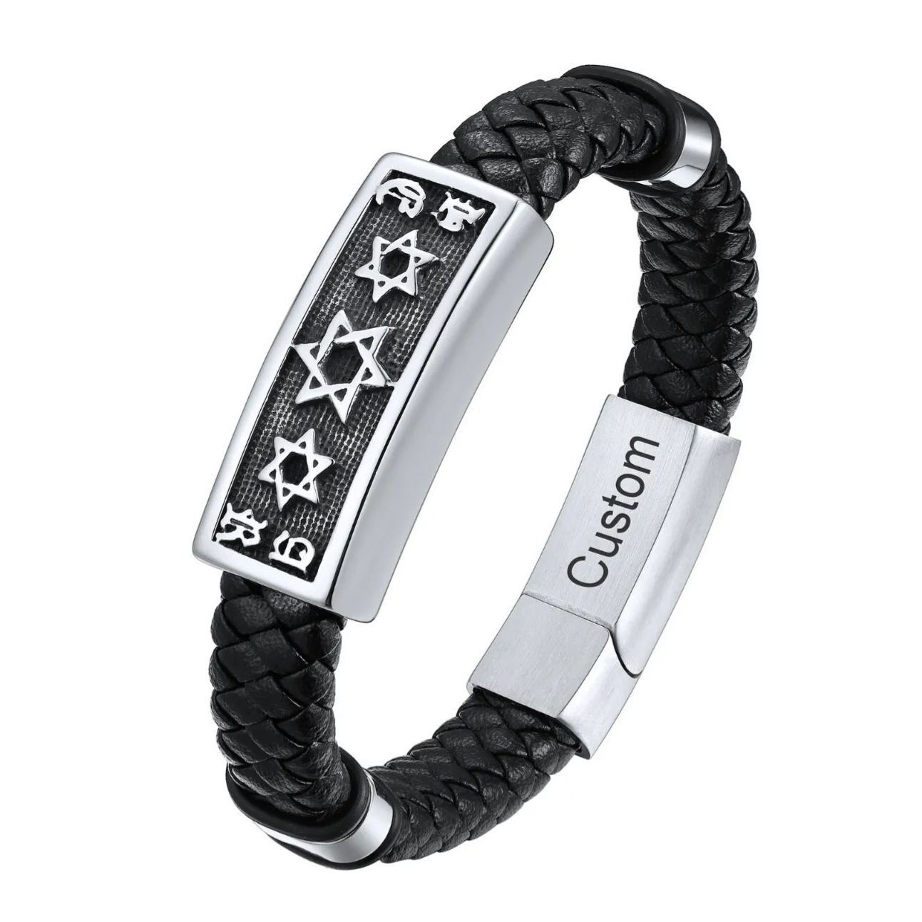 Star of David Cuff Bracelet Leather