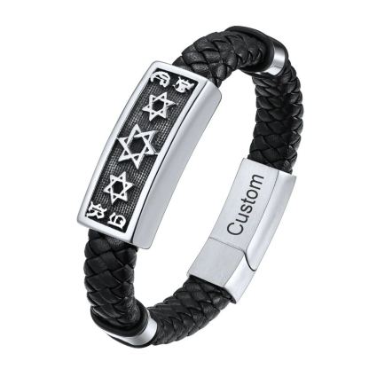 Star of David Cuff Bracelet Leather