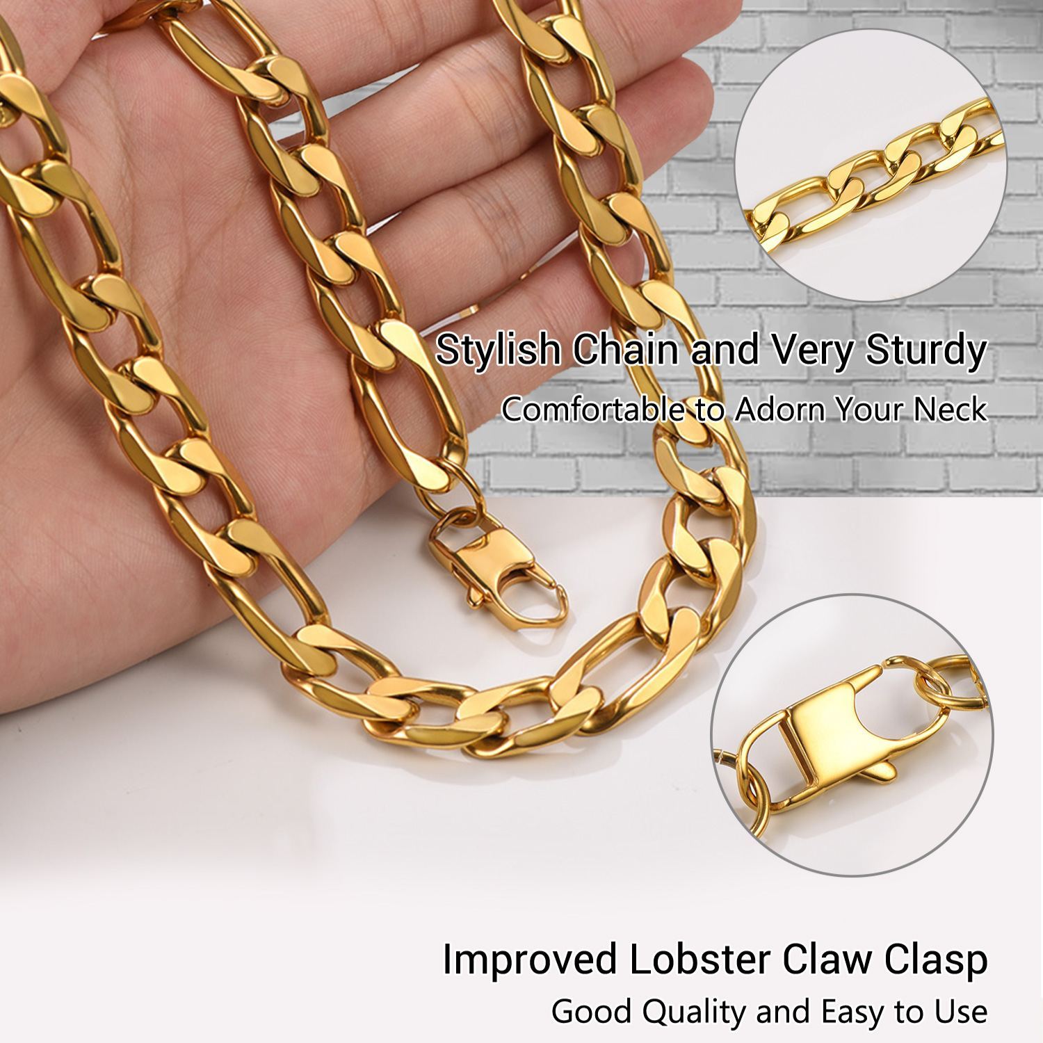 13mm Figaro Chain For Him Her