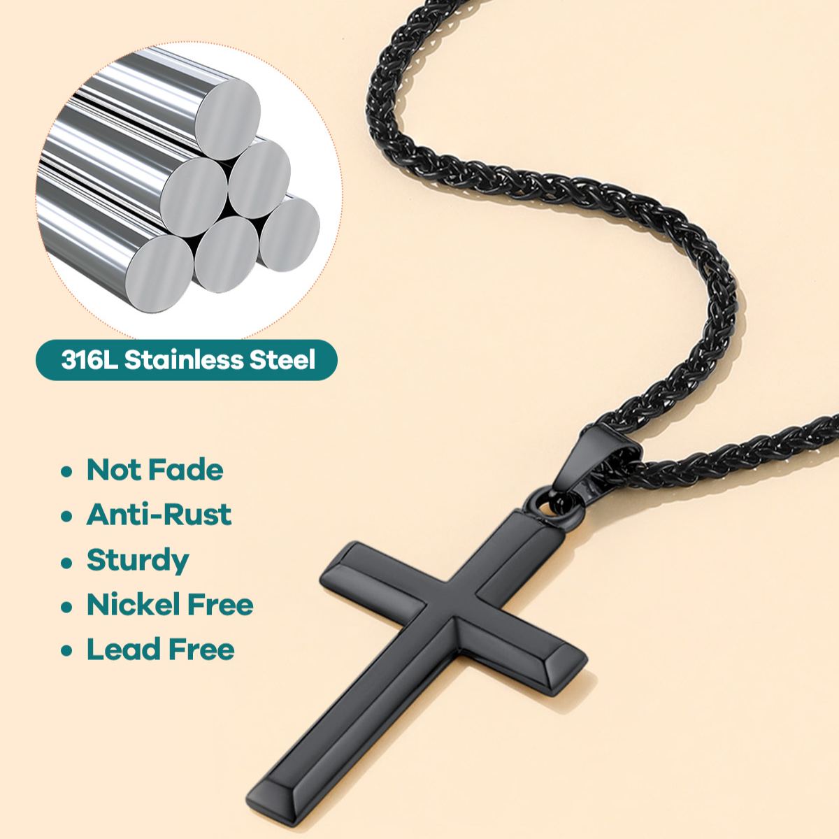 Cross Pendant Necklace for Men Women