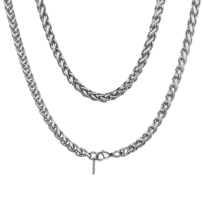 3/6mm Classic Spiga Wheat Chain Stainless Steel Necklace for Men