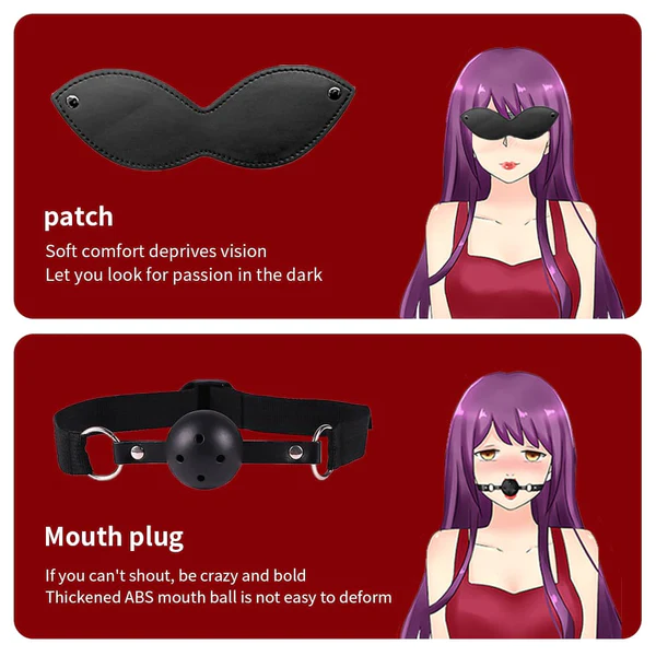 12 pcs set of BDSM Slave Handcuffs Rope Sex Toys💋CRAZY FOR LOVE