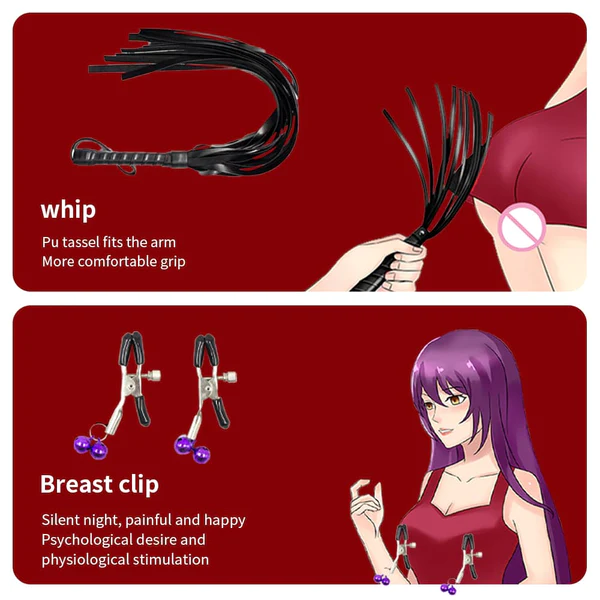 12 pcs set of BDSM Slave Handcuffs Rope Sex Toys💋CRAZY FOR LOVE