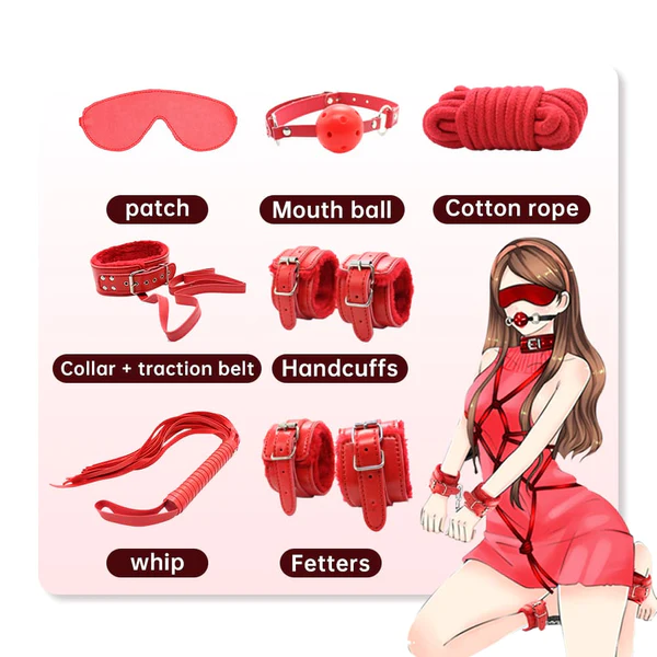 7 pcs set of Erotic Handcuffs Rope Sex Toys for Couples