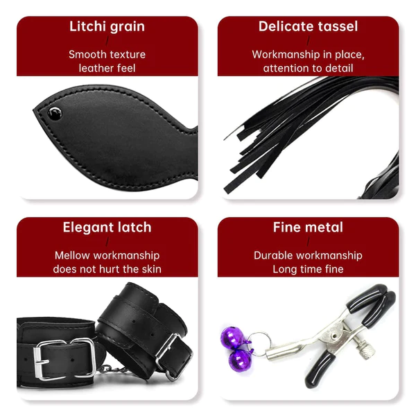 12 pcs set of BDSM Slave Handcuffs Rope Sex Toys💋CRAZY FOR LOVE