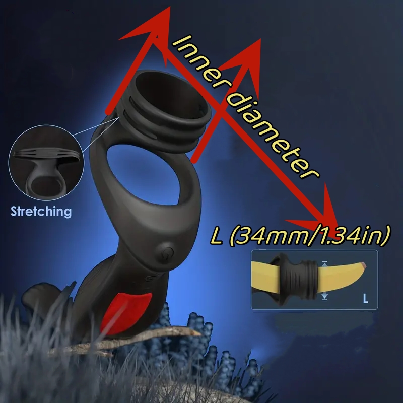 Adjustable Men's Delay Penis Vibration Ring & Butt Plug Stimulator