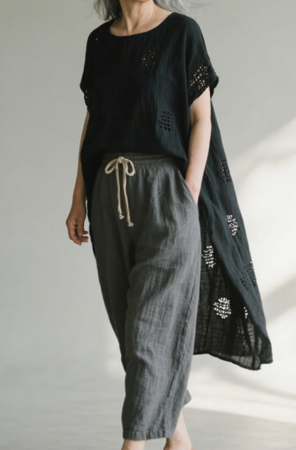 Women's Casual Cotton & Linen Wide Leg Pants