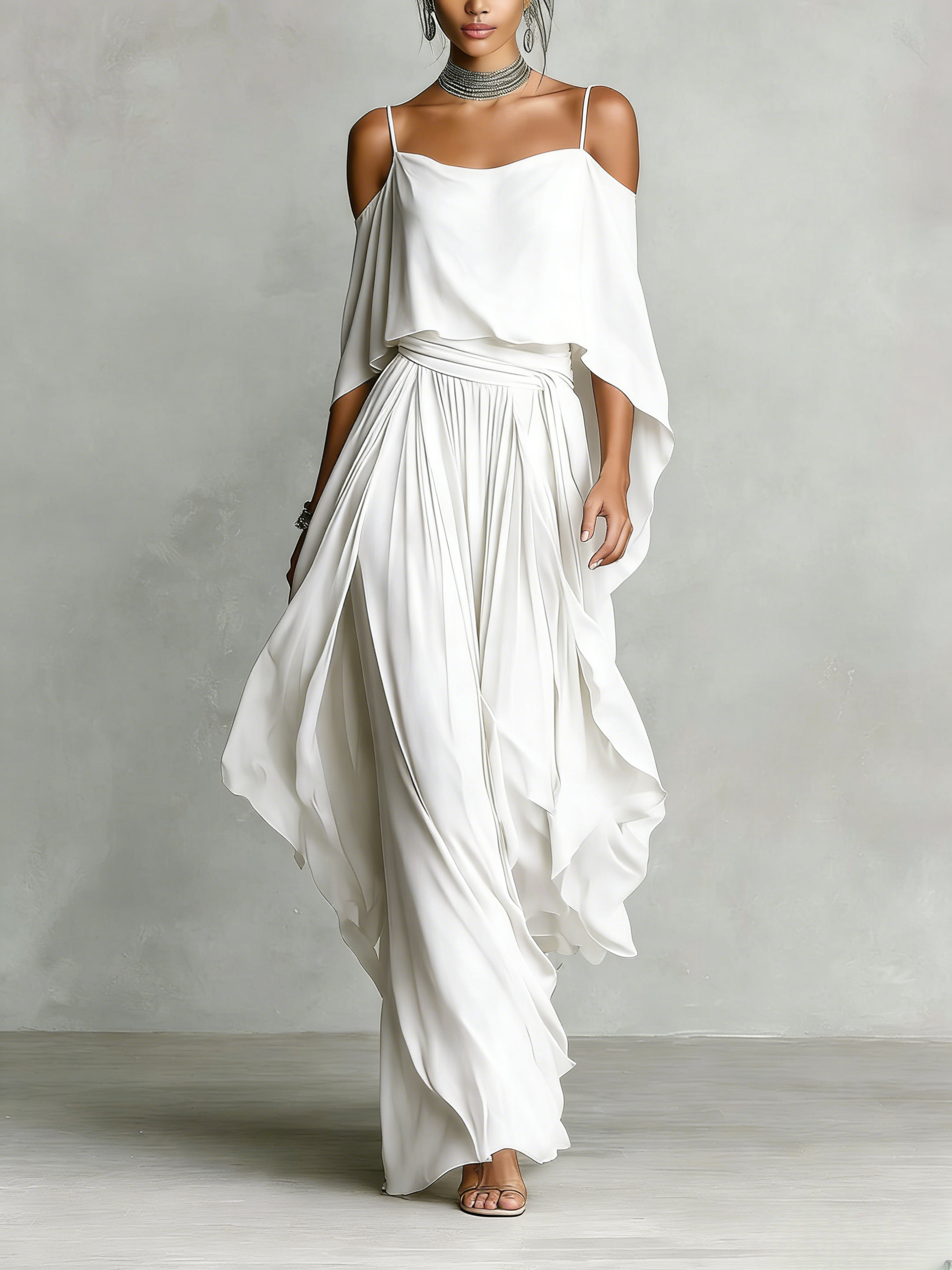 Flowy Chiffon Two Piece Maxi Dress