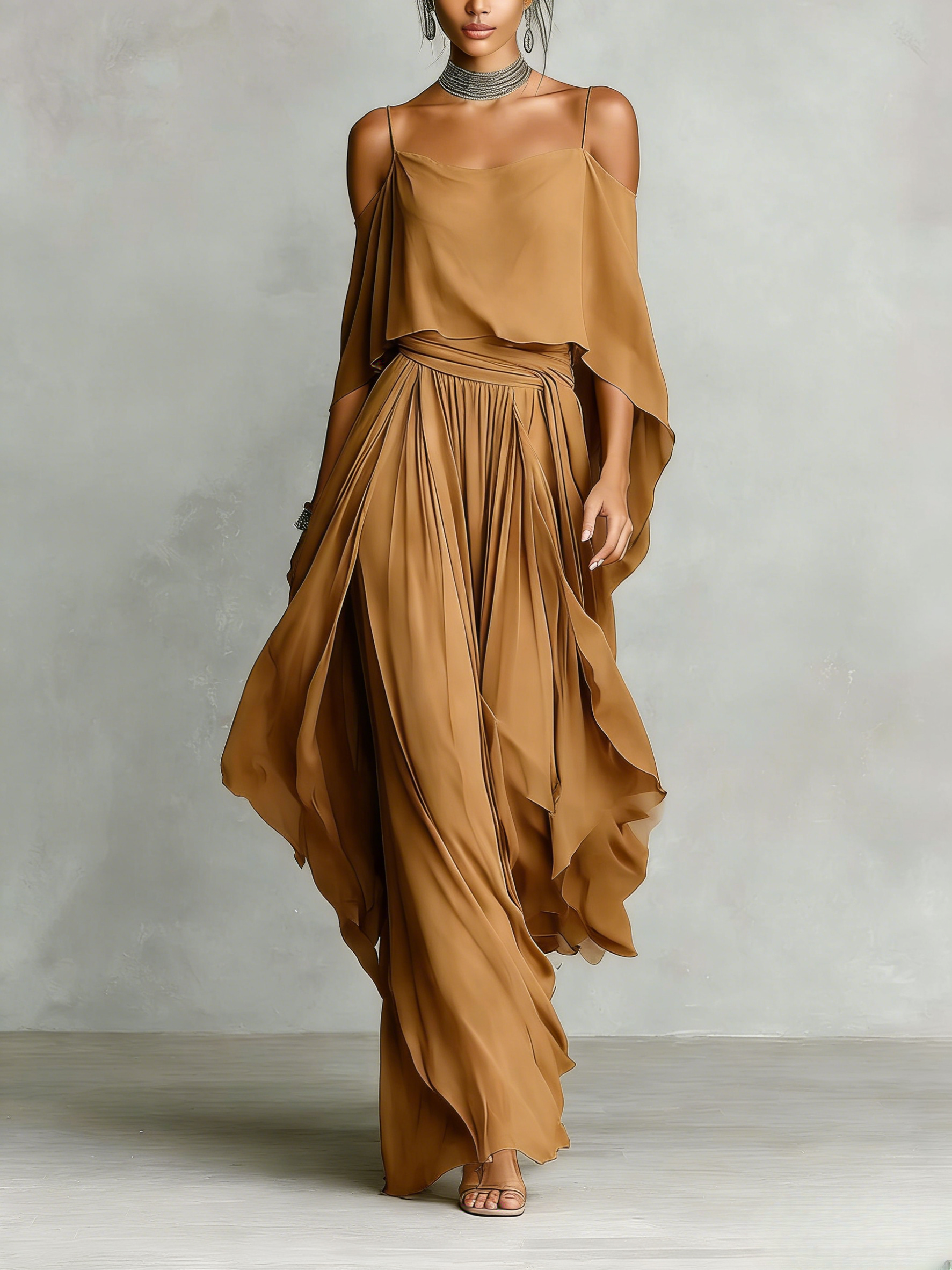 Flowy Chiffon Two Piece Maxi Dress
