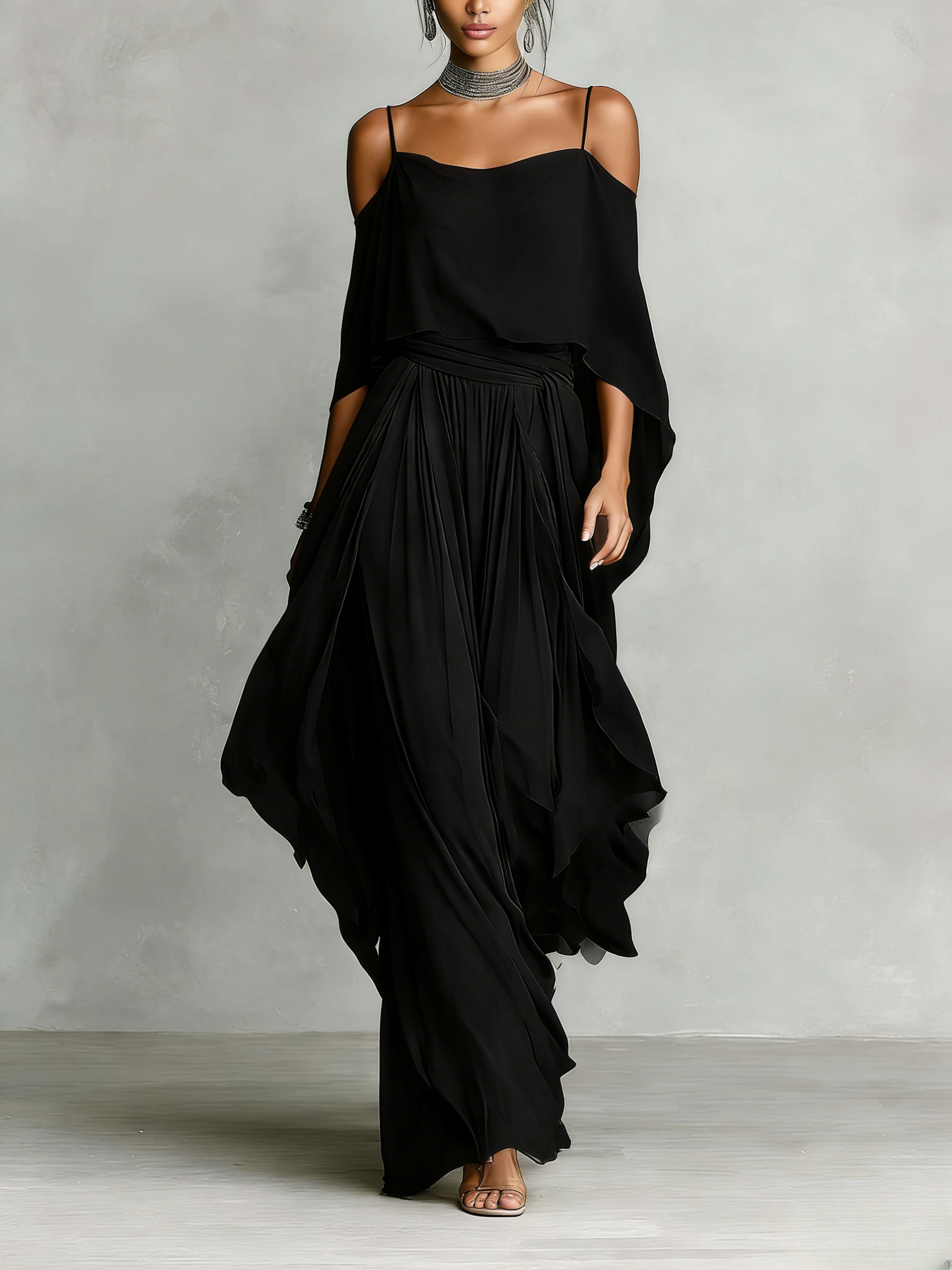 Flowy Chiffon Two Piece Maxi Dress