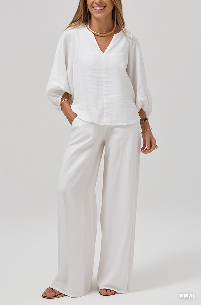 [Copy]Women's Cotton & linen casual Buttoned Shirt & Pants Set