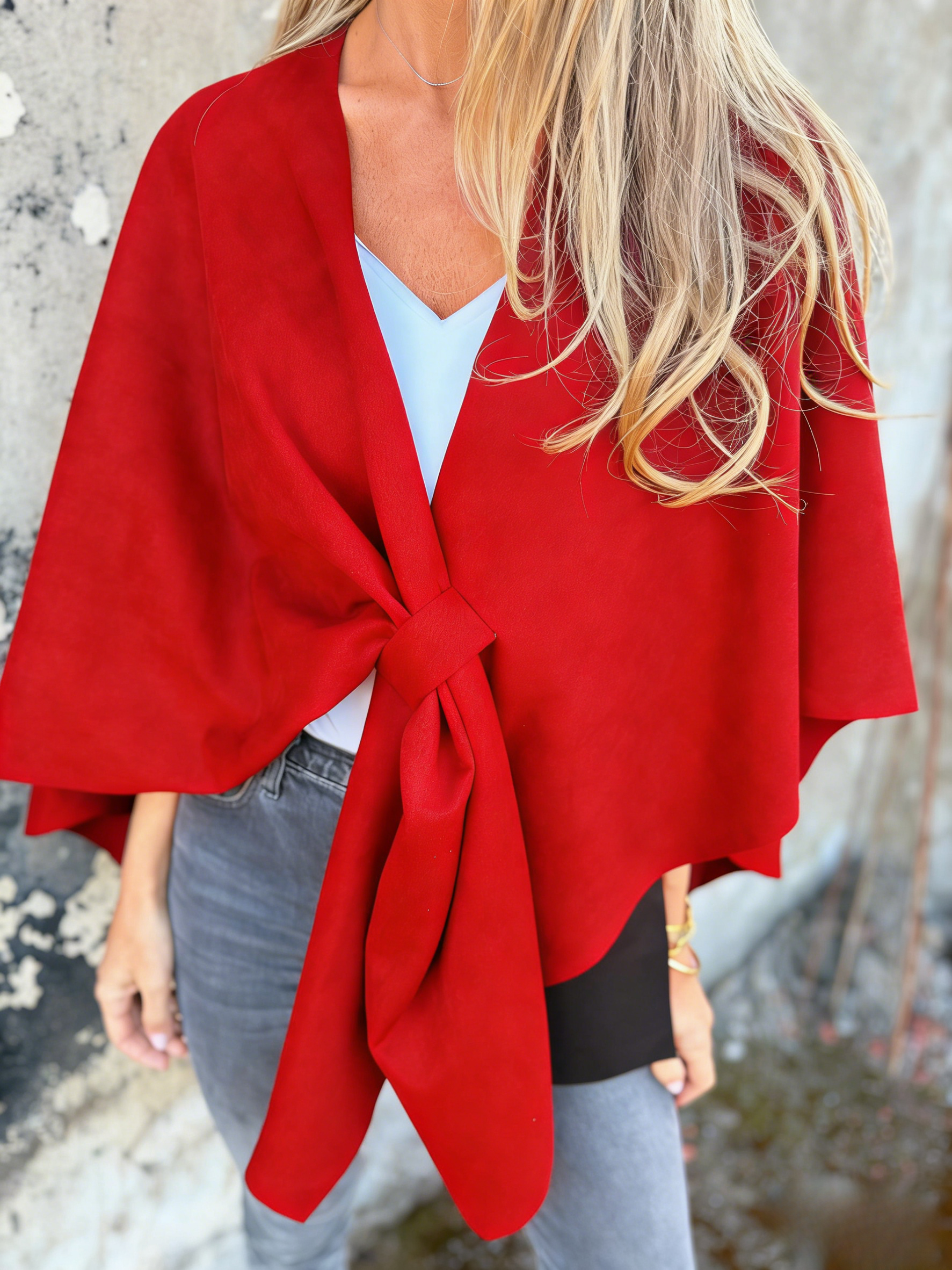 CLEARANCE SALE🔥V-Neck Faux Suede Poncho Cape