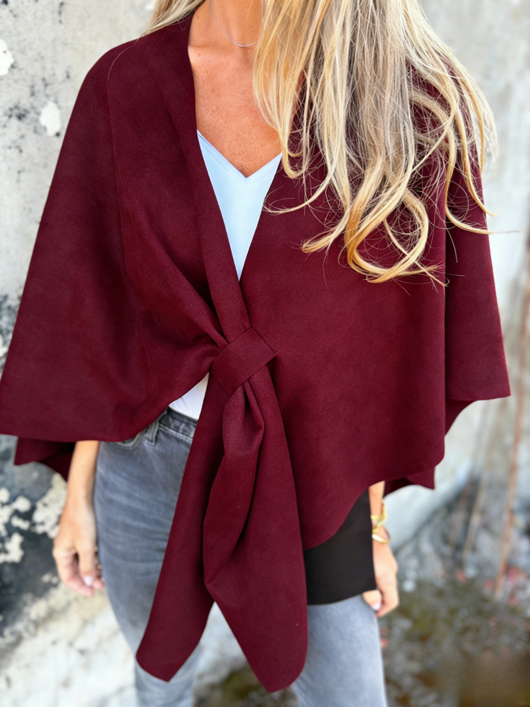 CLEARANCE SALE🔥V-Neck Faux Suede Poncho Cape