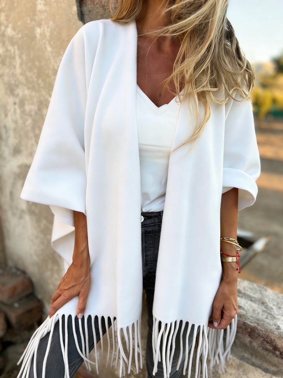 CLEARANCE SALE🔥 Soft Wool Blend Fringe Poncho