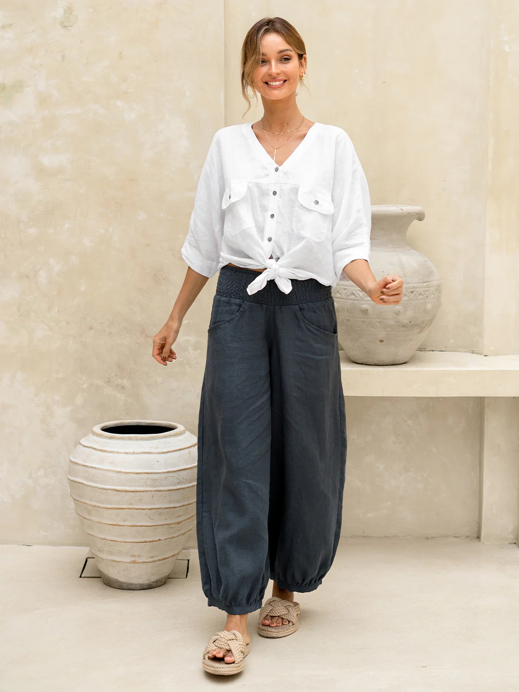 Sadhu French Linen Pants Flax