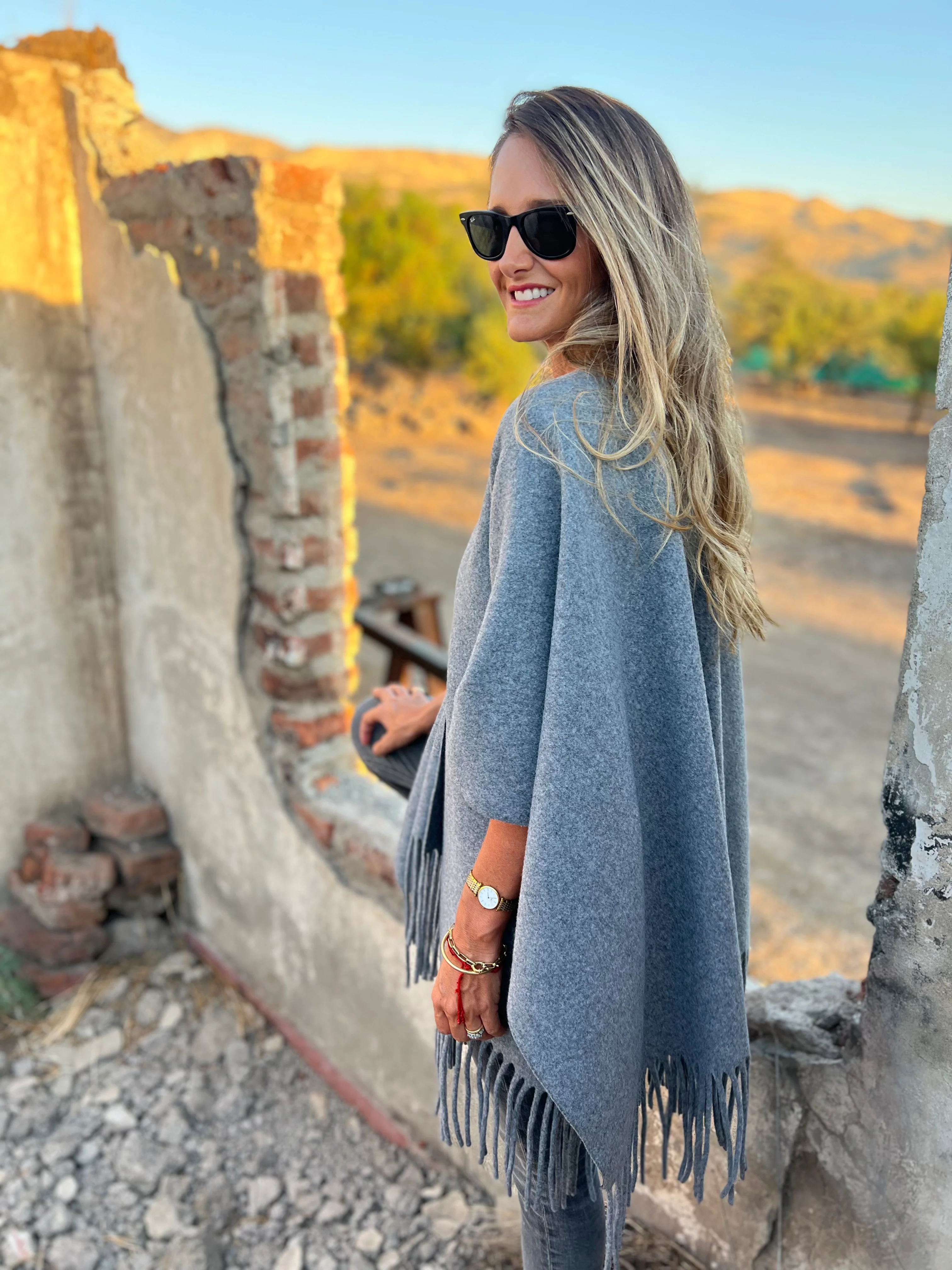 CLEARANCE SALE🔥 Soft Wool Blend Fringe Poncho