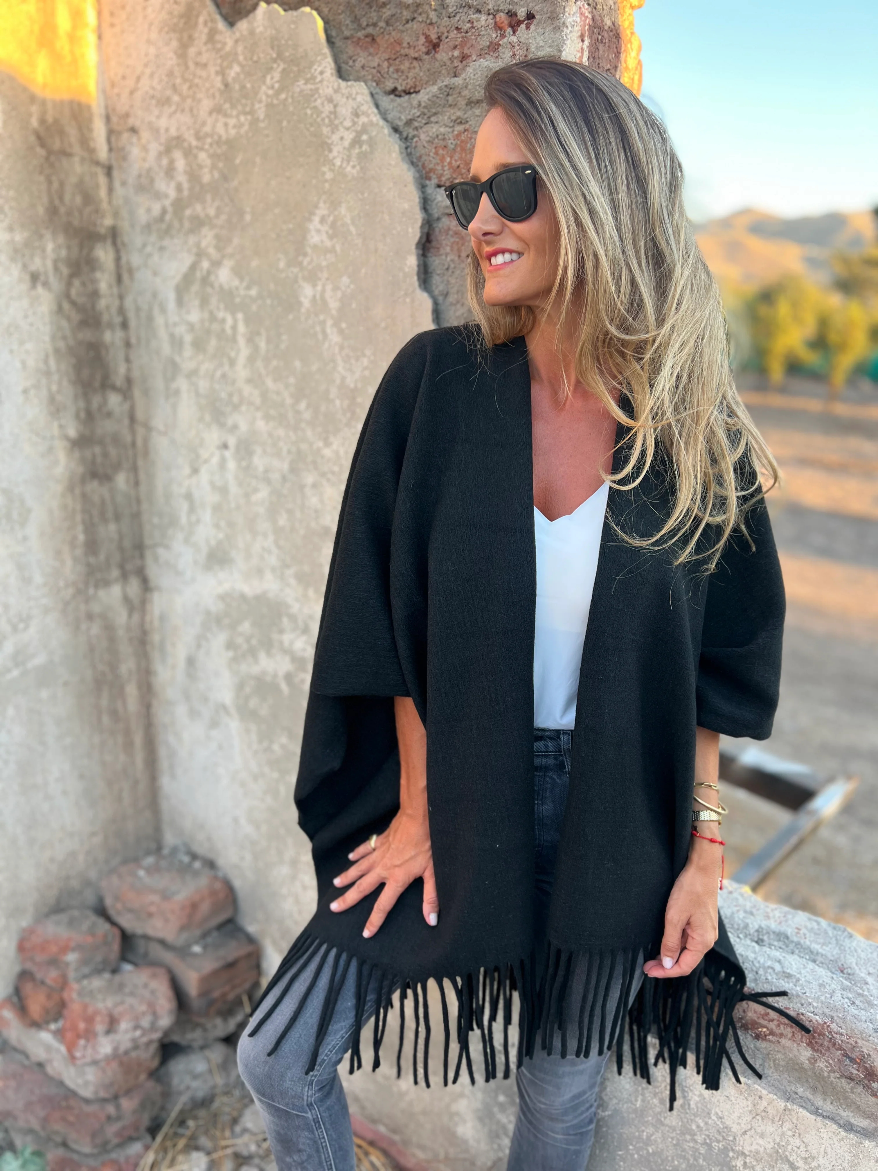 CLEARANCE SALE🔥 Soft Wool Blend Fringe Poncho