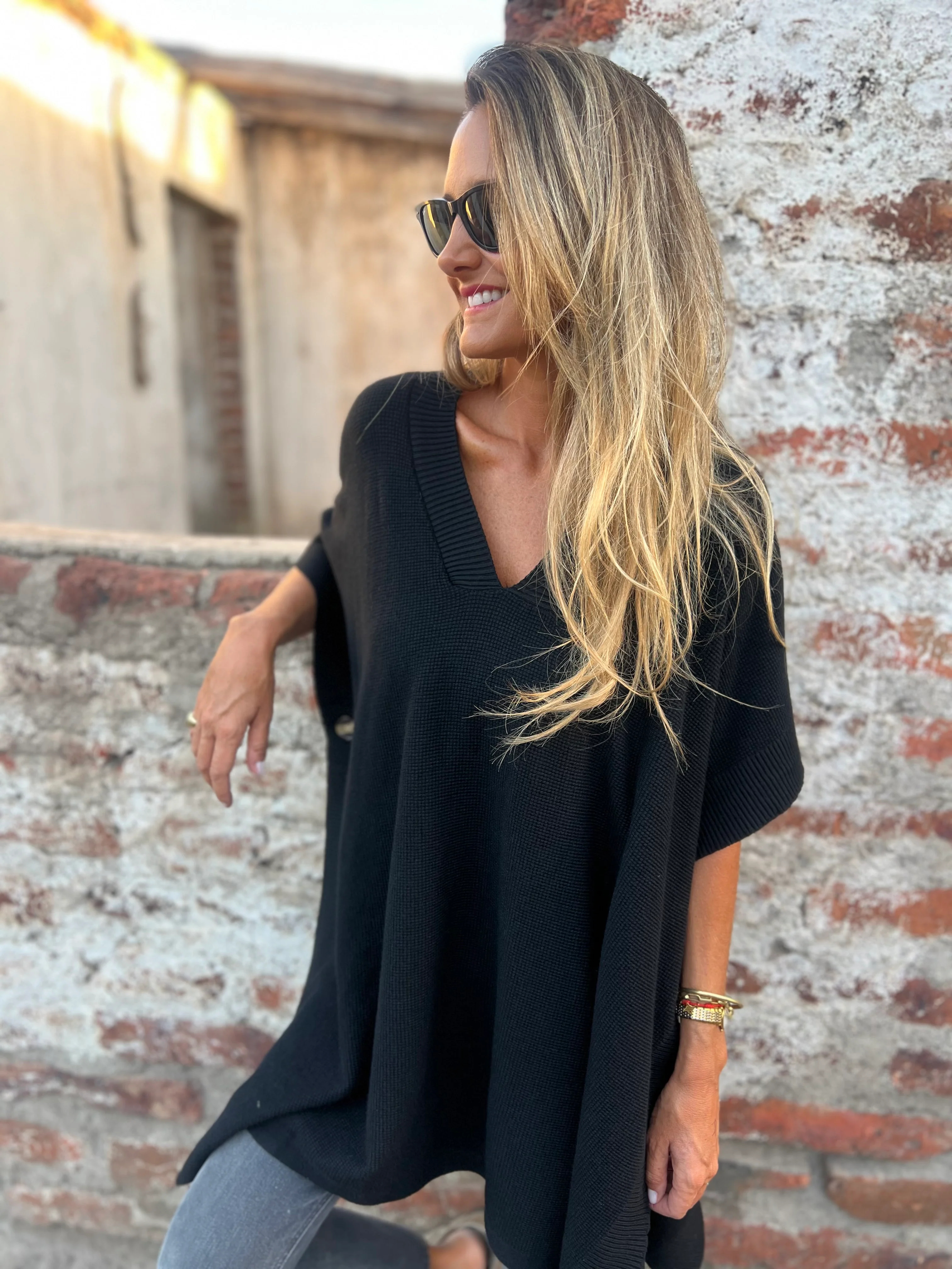 Soft Ribbed Knit Poncho