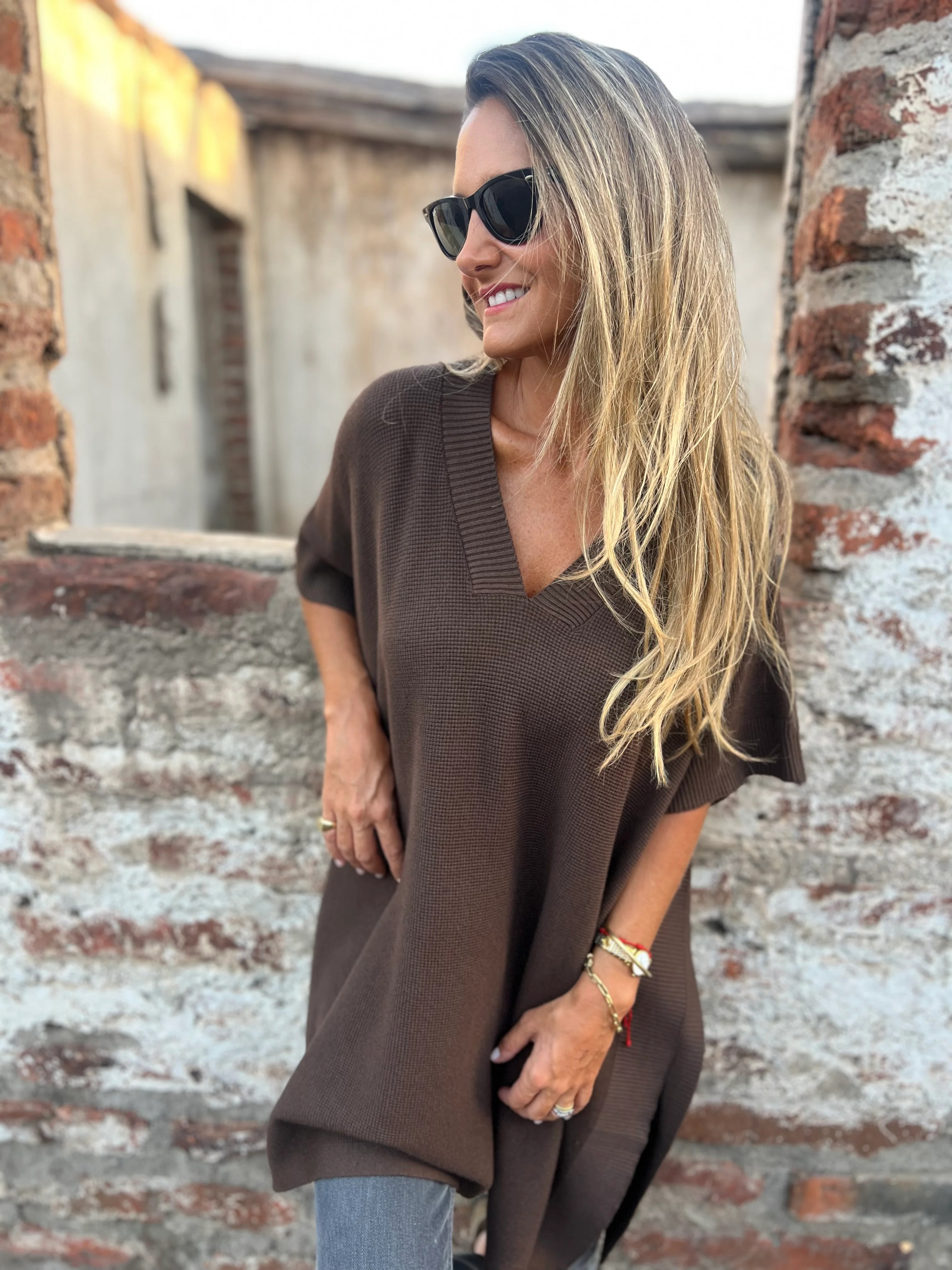 Soft Ribbed Knit Poncho