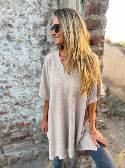 Soft Ribbed Knit Poncho