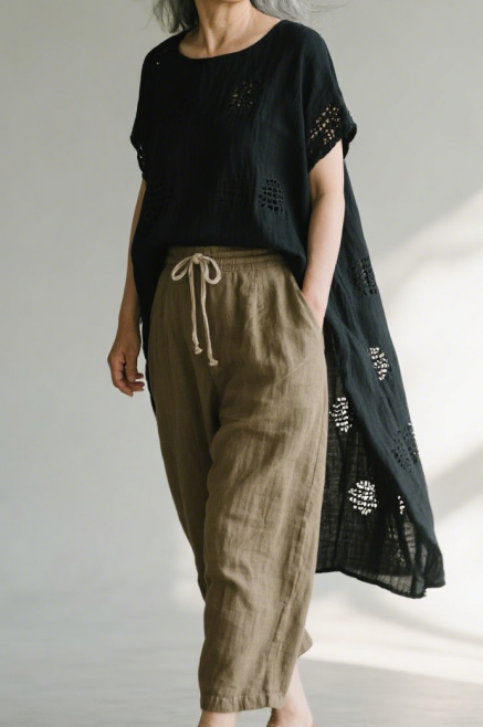 Women's Casual Cotton & Linen Wide Leg Pants