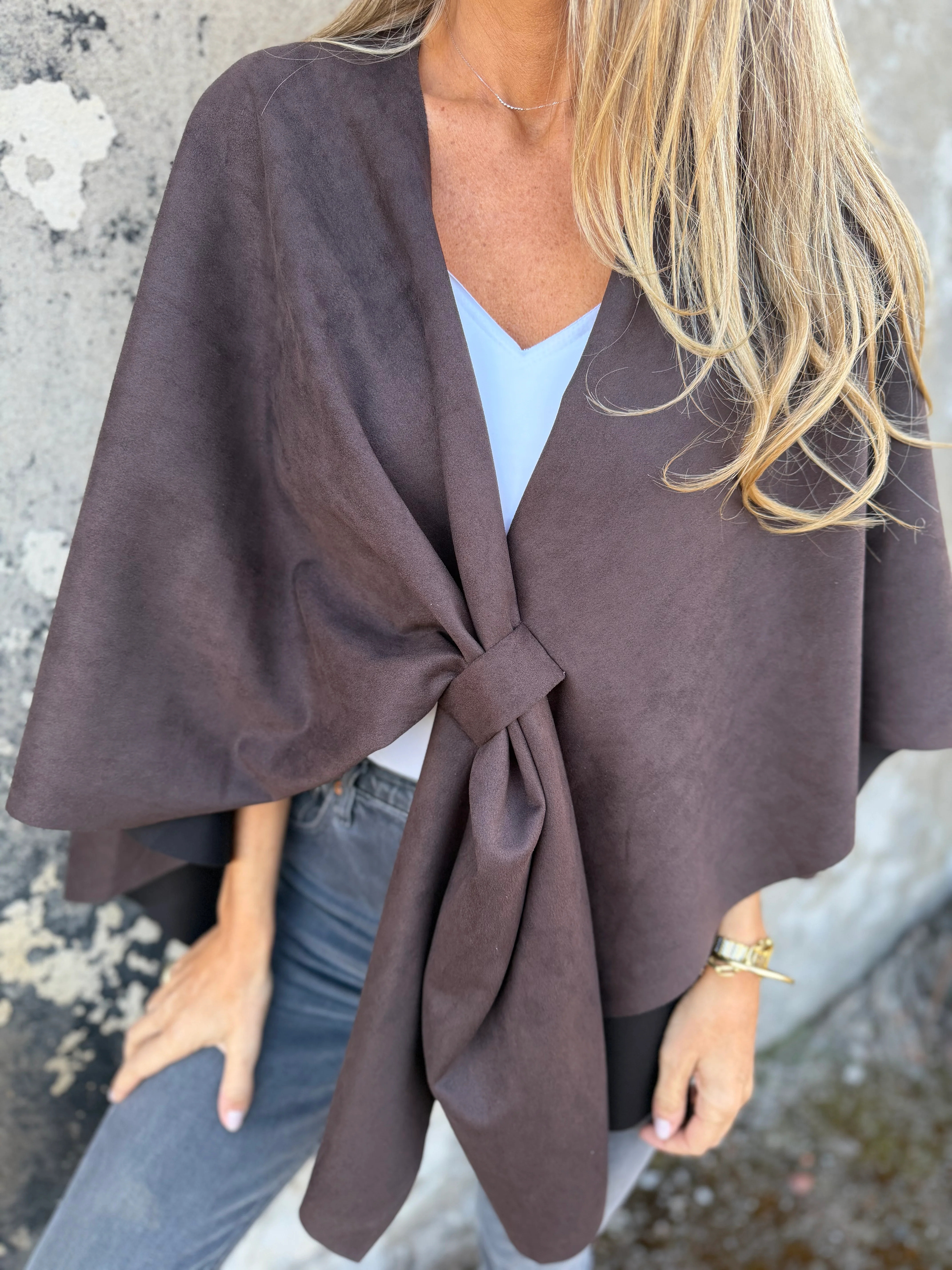CLEARANCE SALE🔥V-Neck Faux Suede Poncho Cape