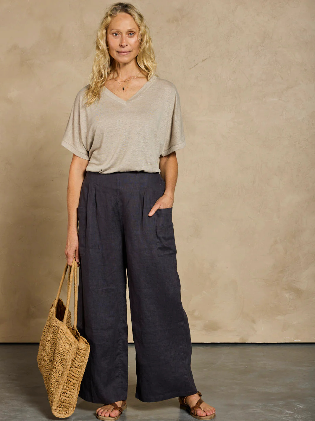 Milos Cotton Pants Azure Stripe