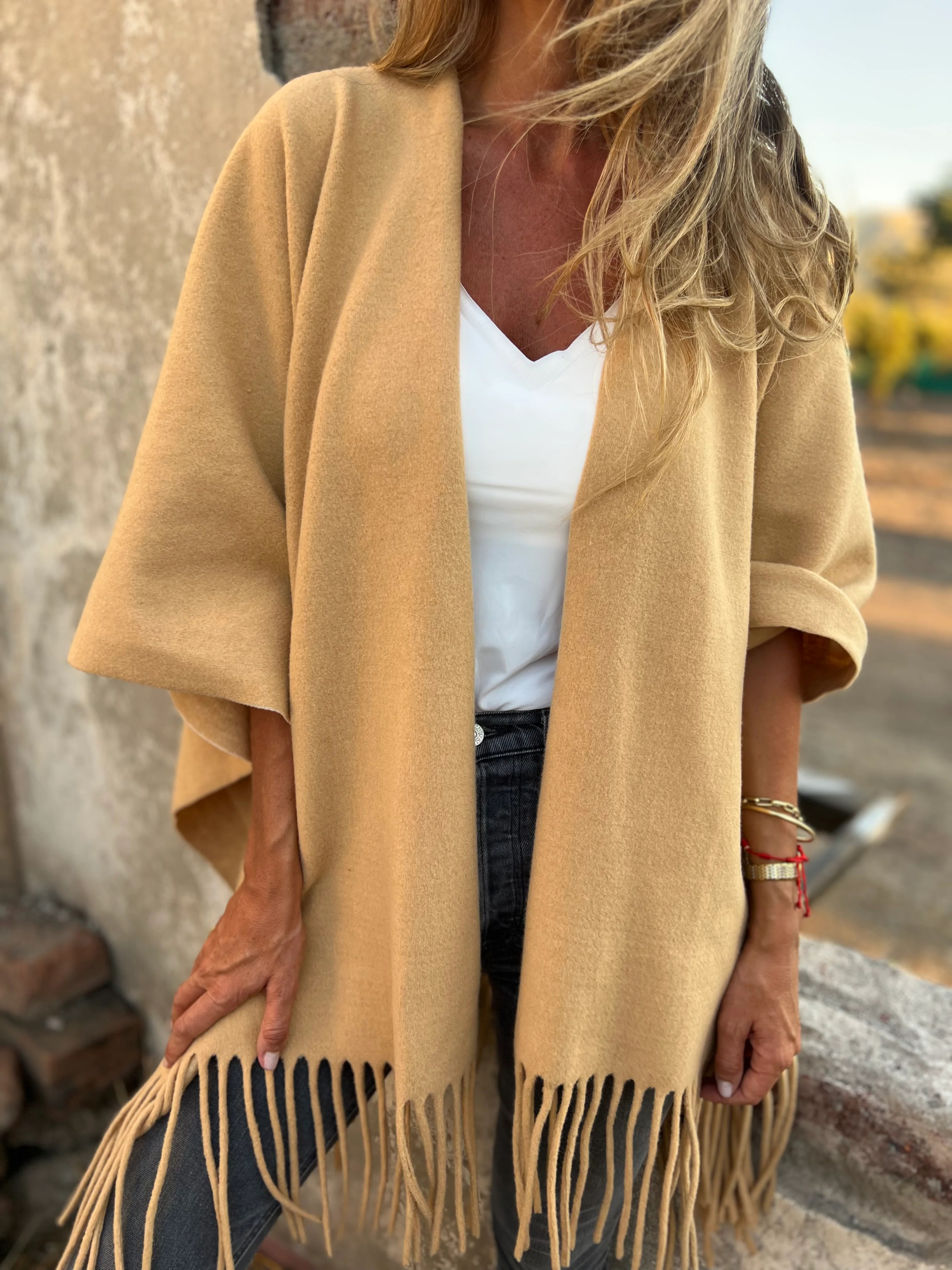 CLEARANCE SALE🔥 Soft Wool Blend Fringe Poncho