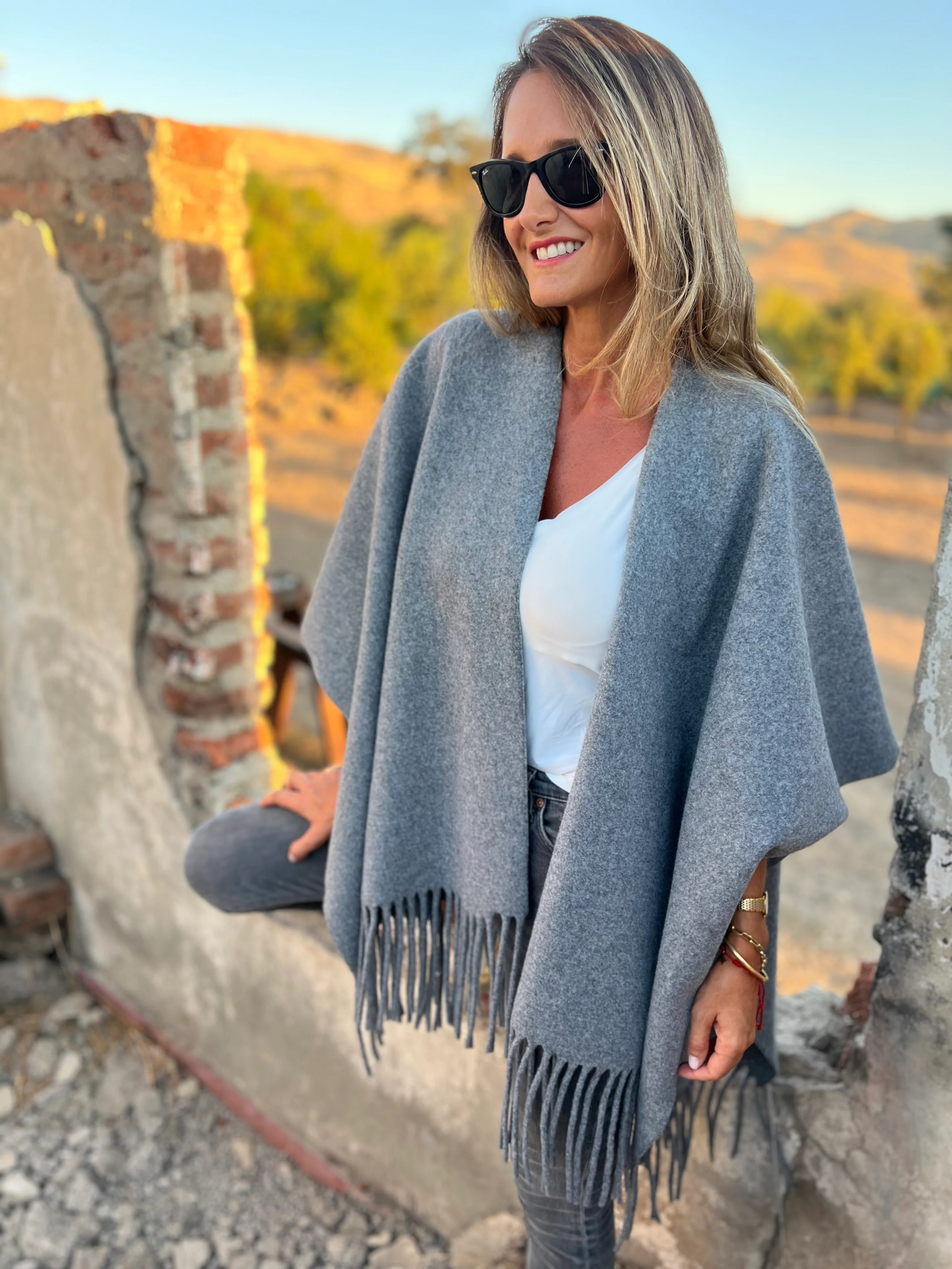 CLEARANCE SALE🔥 Soft Wool Blend Fringe Poncho