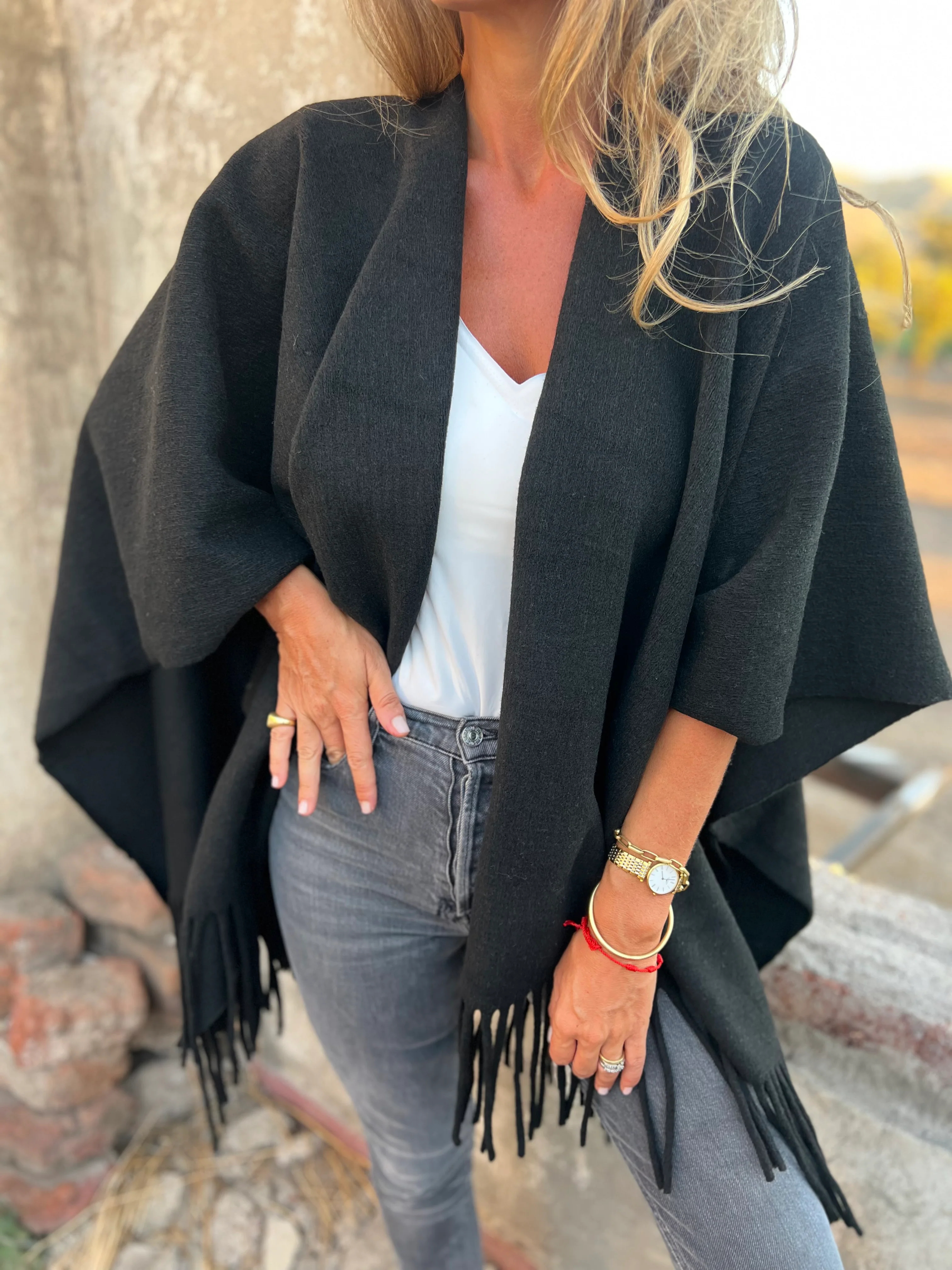 CLEARANCE SALE🔥 Soft Wool Blend Fringe Poncho