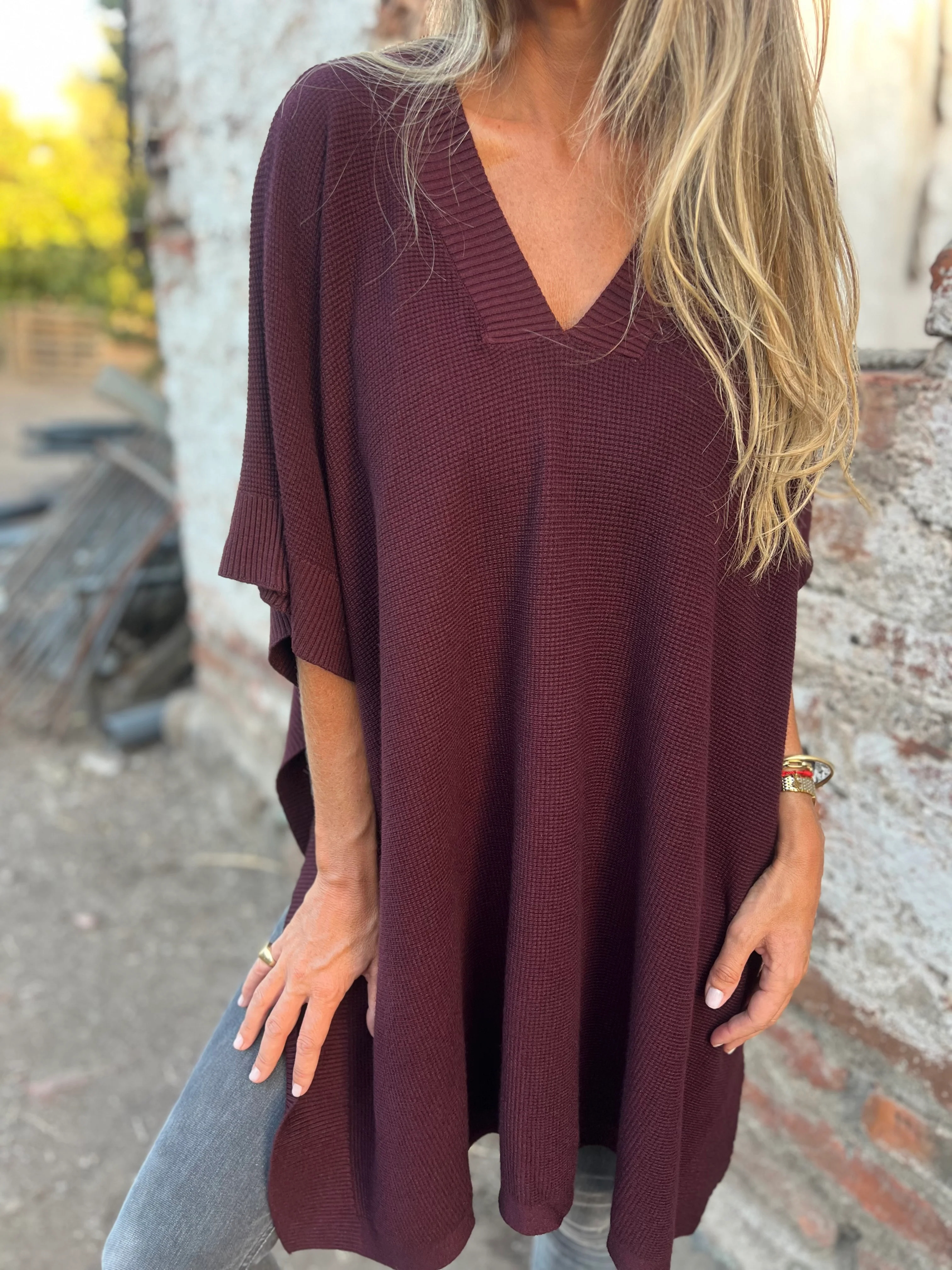 Soft Ribbed Knit Poncho