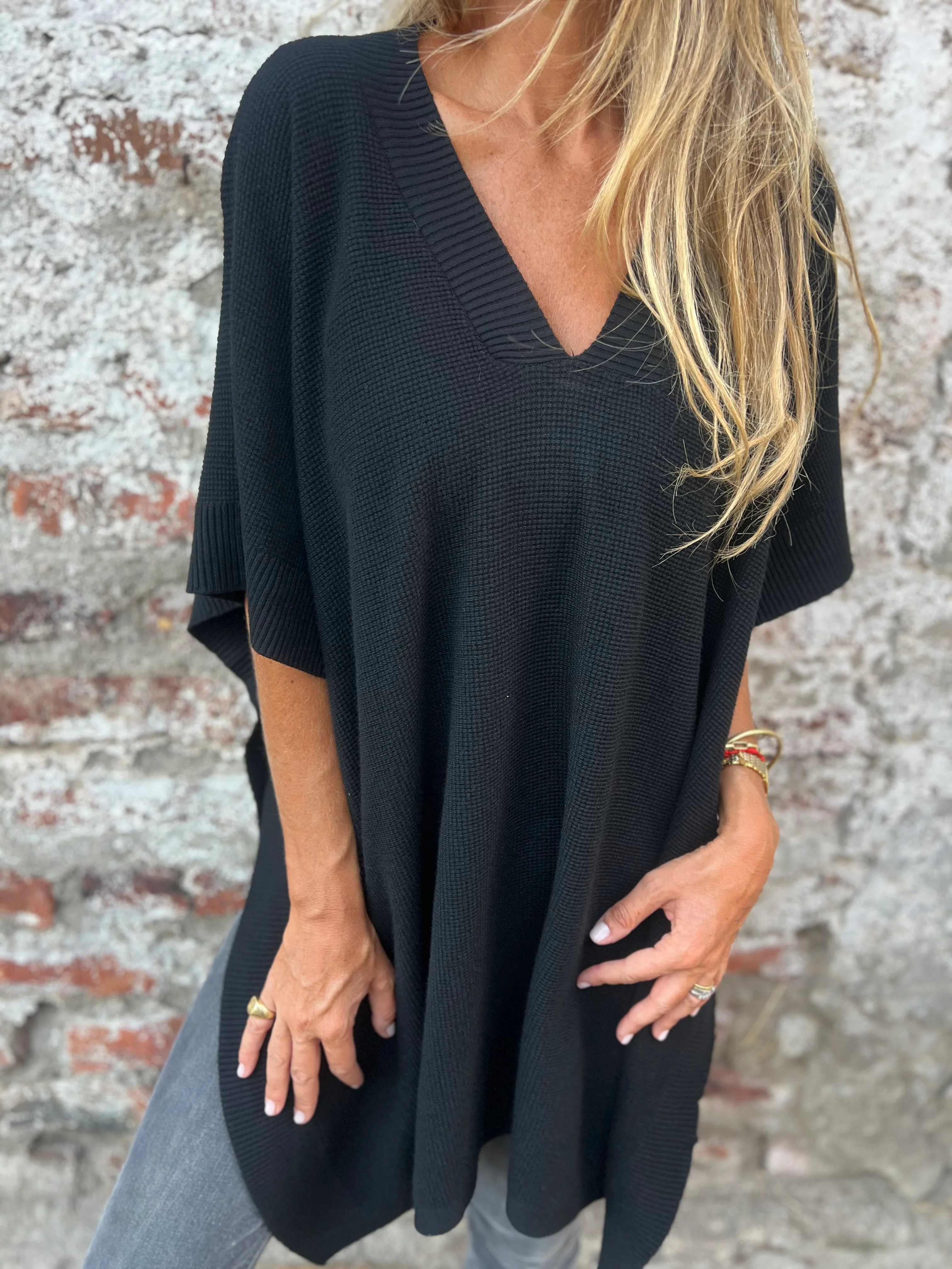 Soft Ribbed Knit Poncho