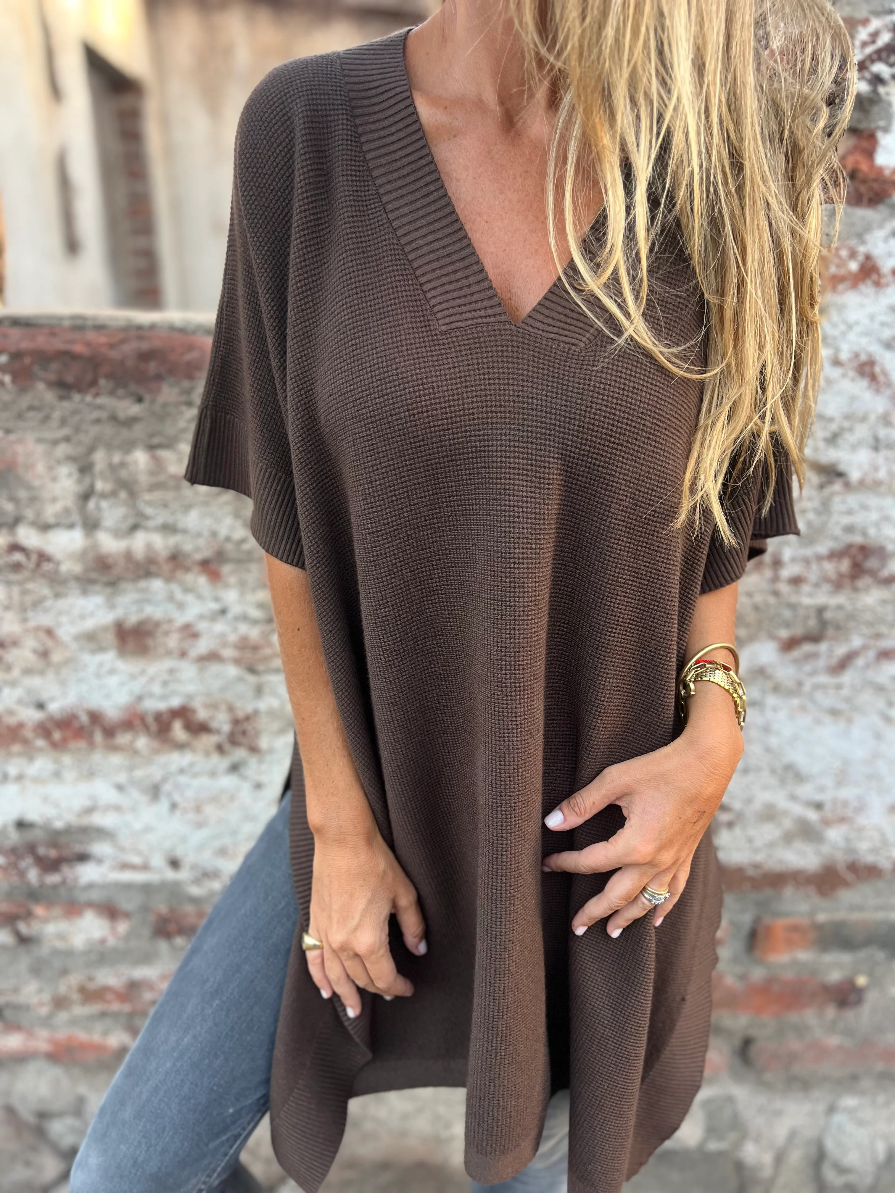 Soft Ribbed Knit Poncho