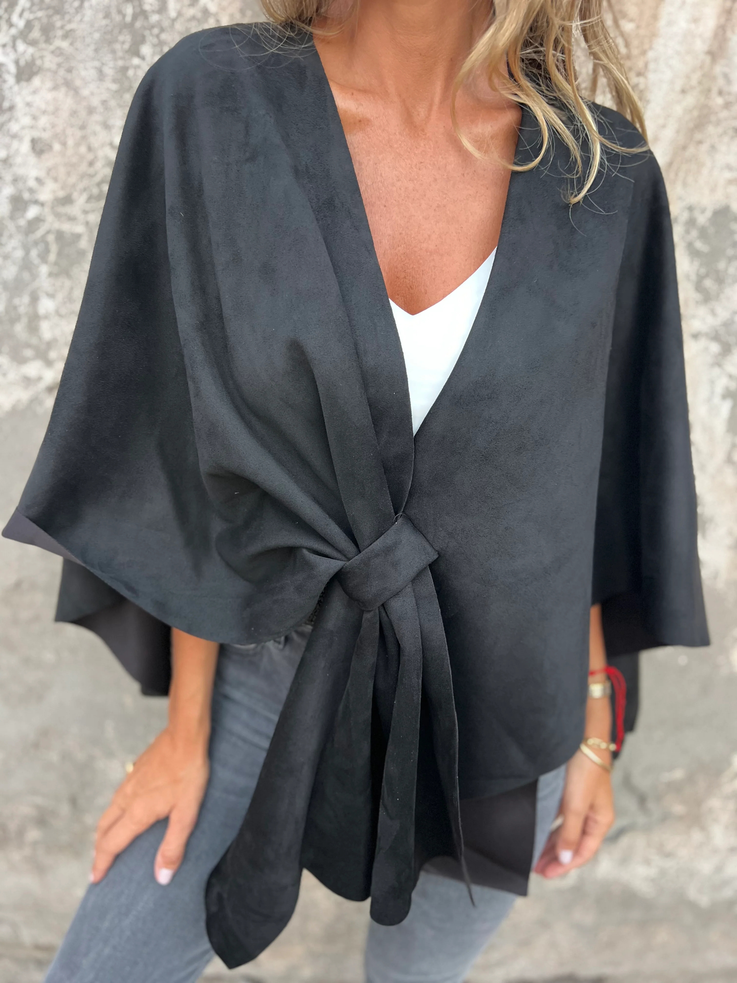 CLEARANCE SALE🔥V-Neck Faux Suede Poncho Cape