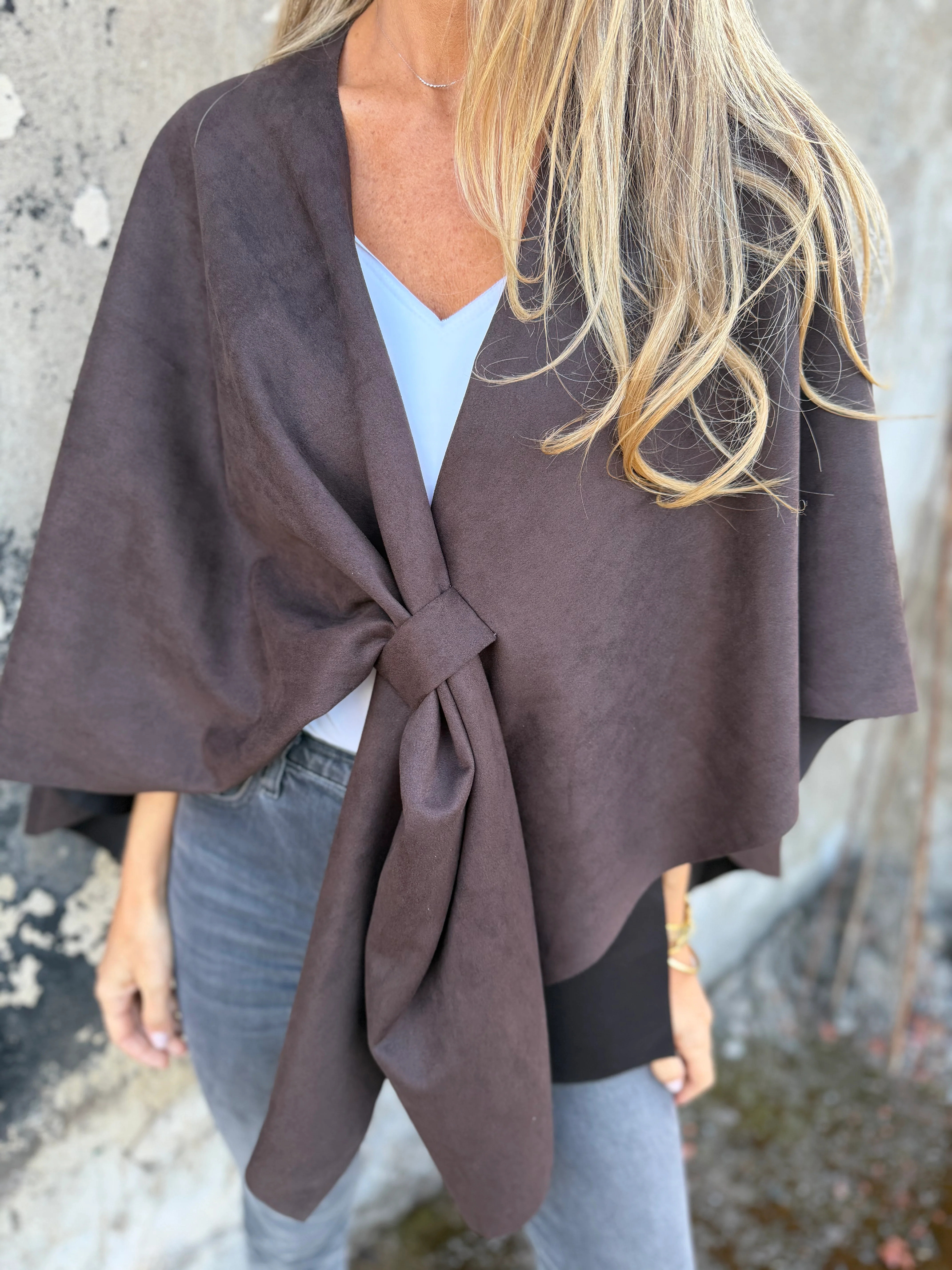 CLEARANCE SALE🔥V-Neck Faux Suede Poncho Cape