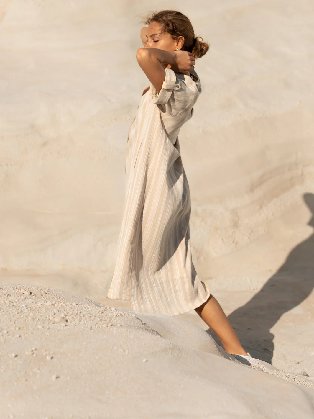 Loose Button Midi Dress