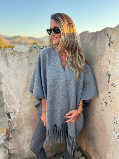 CLEARANCE SALE🔥 Soft Wool Blend Fringe Poncho