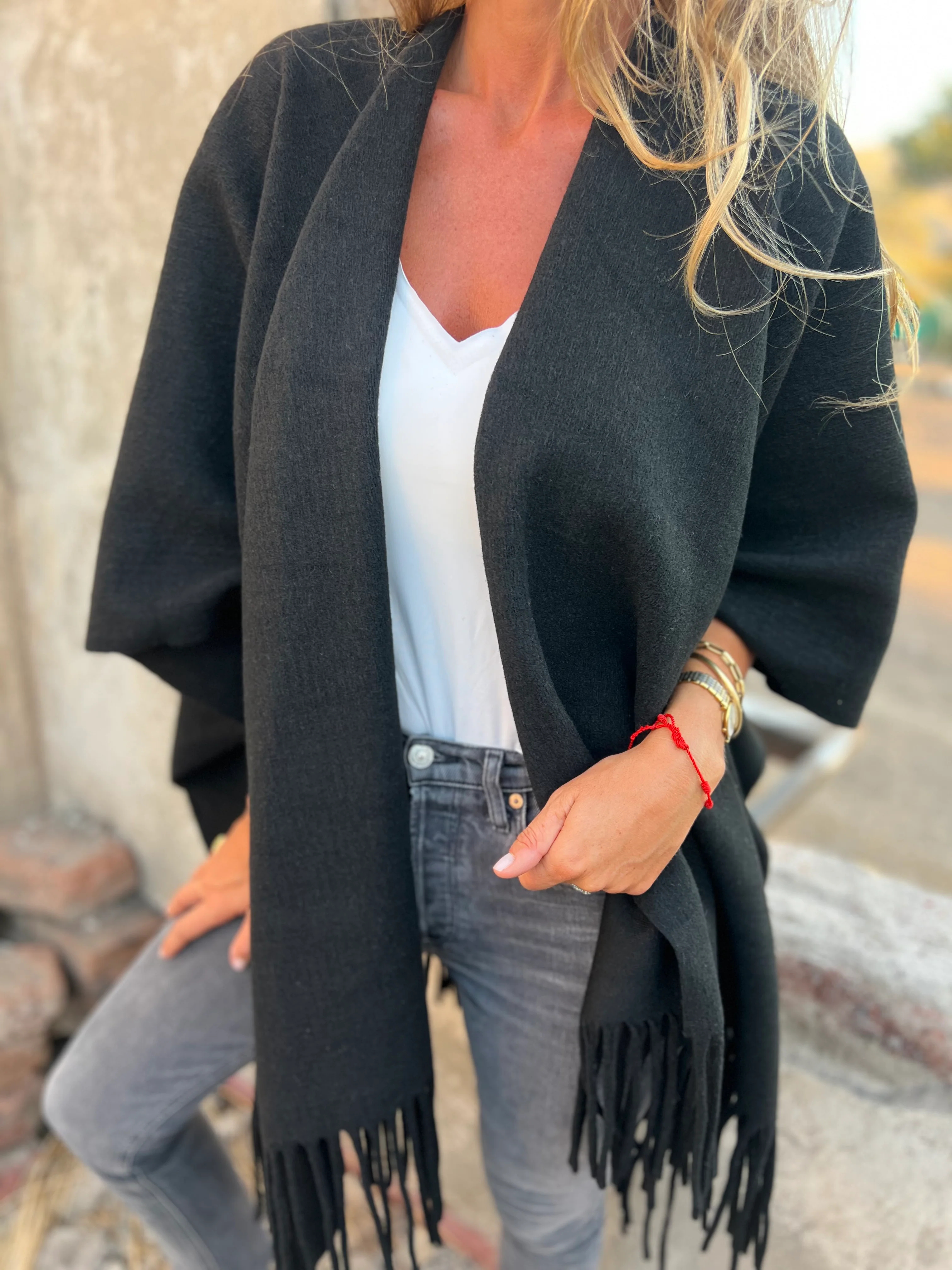 CLEARANCE SALE🔥 Soft Wool Blend Fringe Poncho