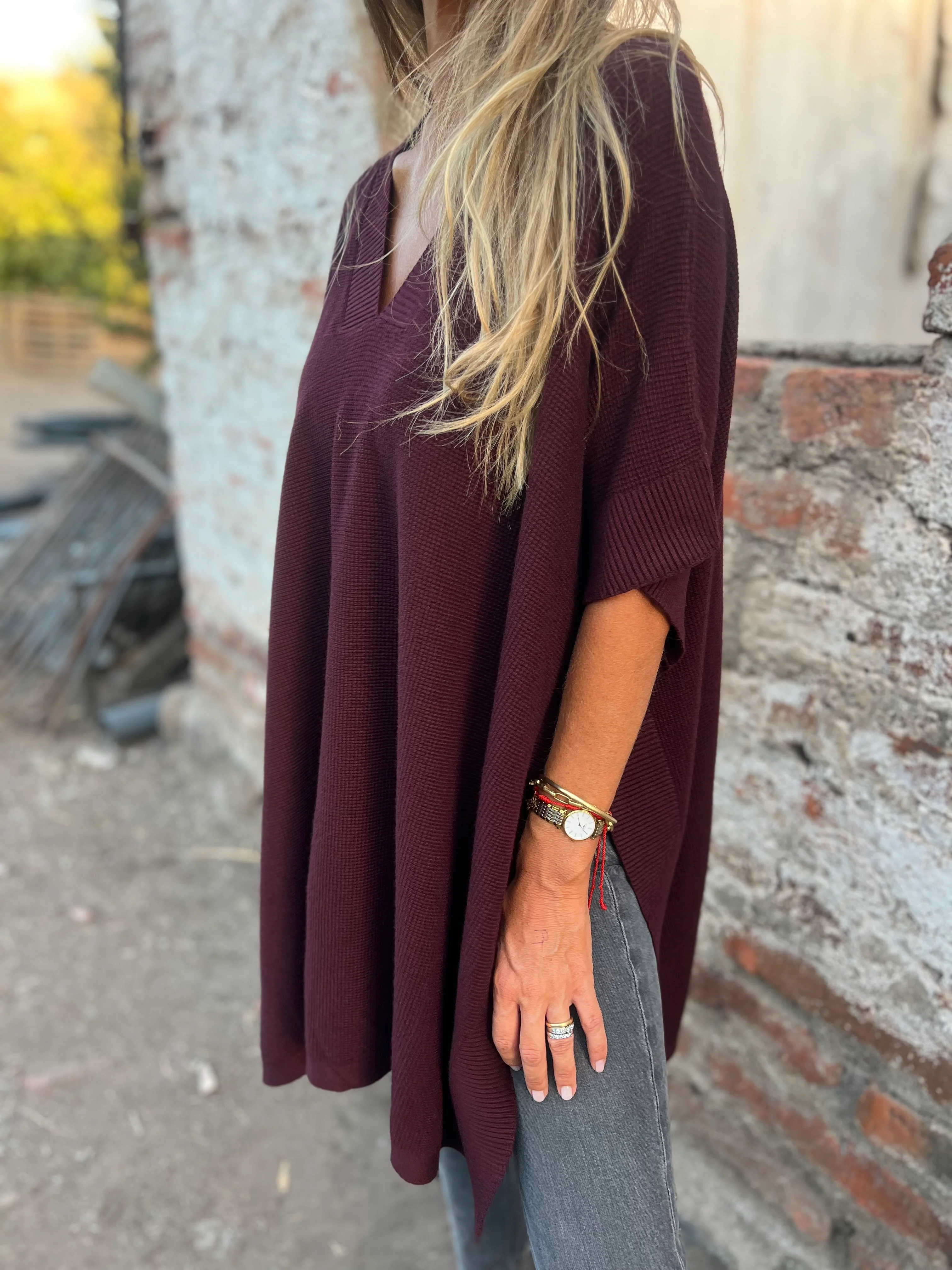 Soft Ribbed Knit Poncho