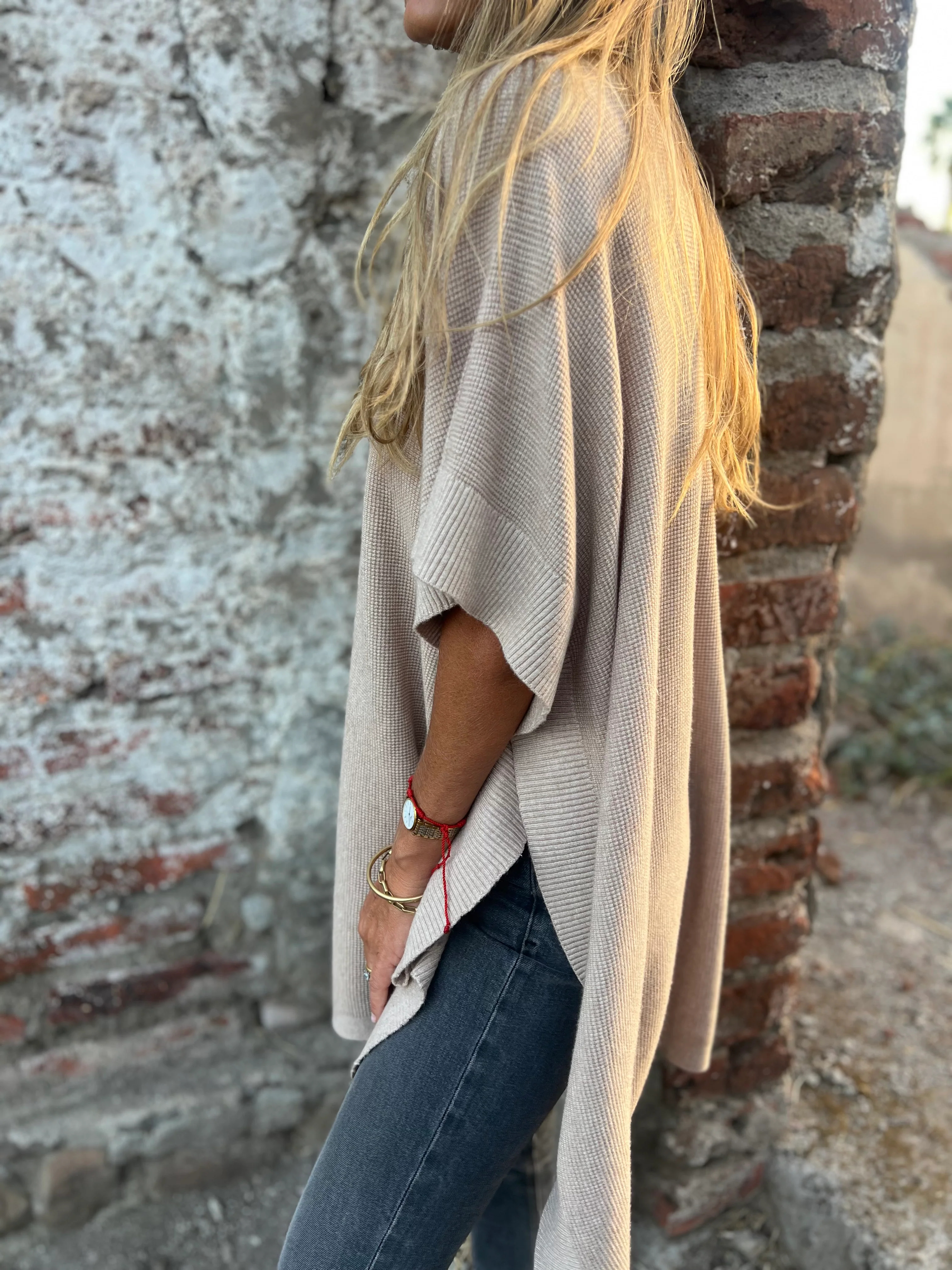 Soft Ribbed Knit Poncho