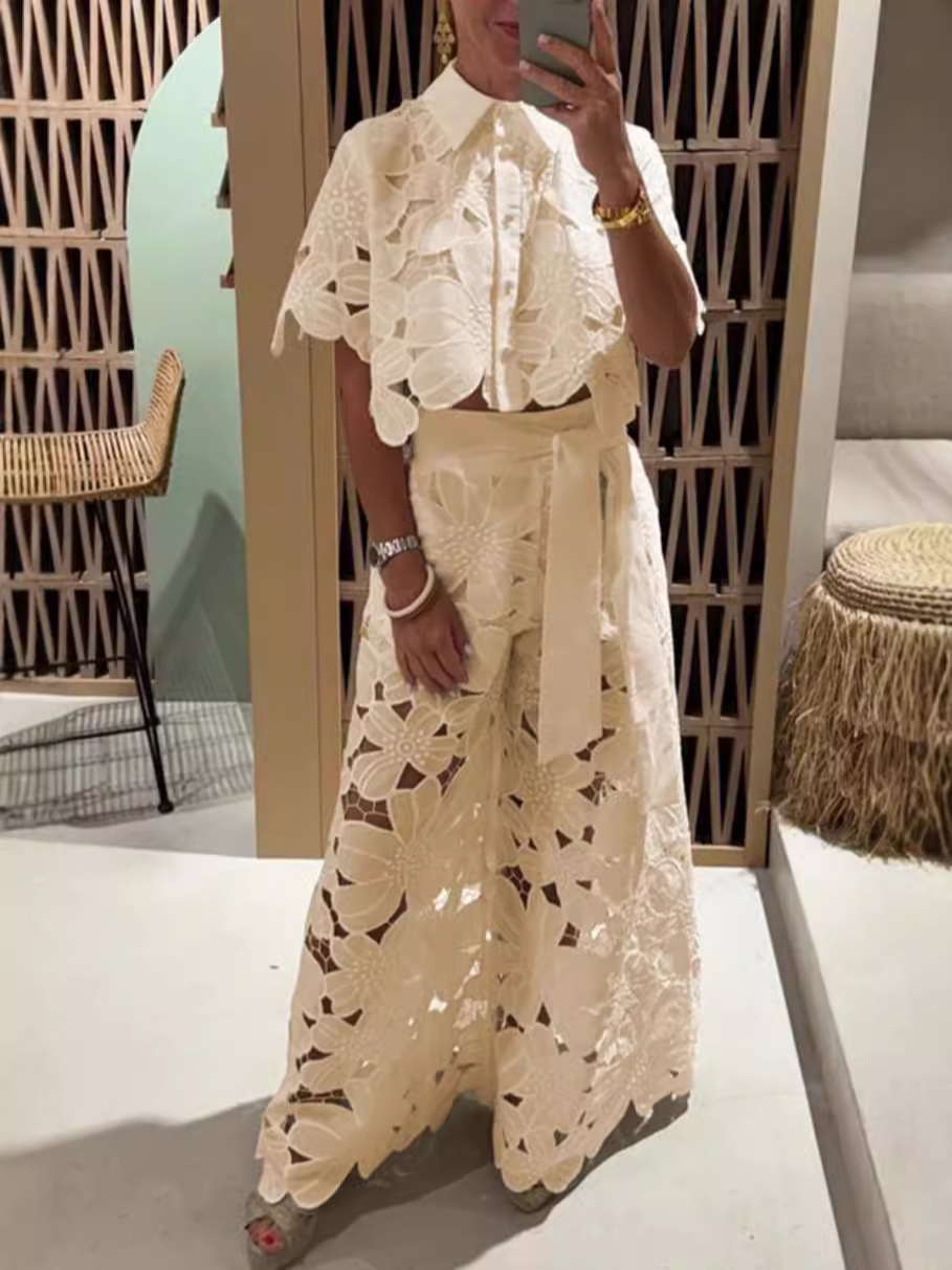 Lace Embroidered 2-Piece Party Set