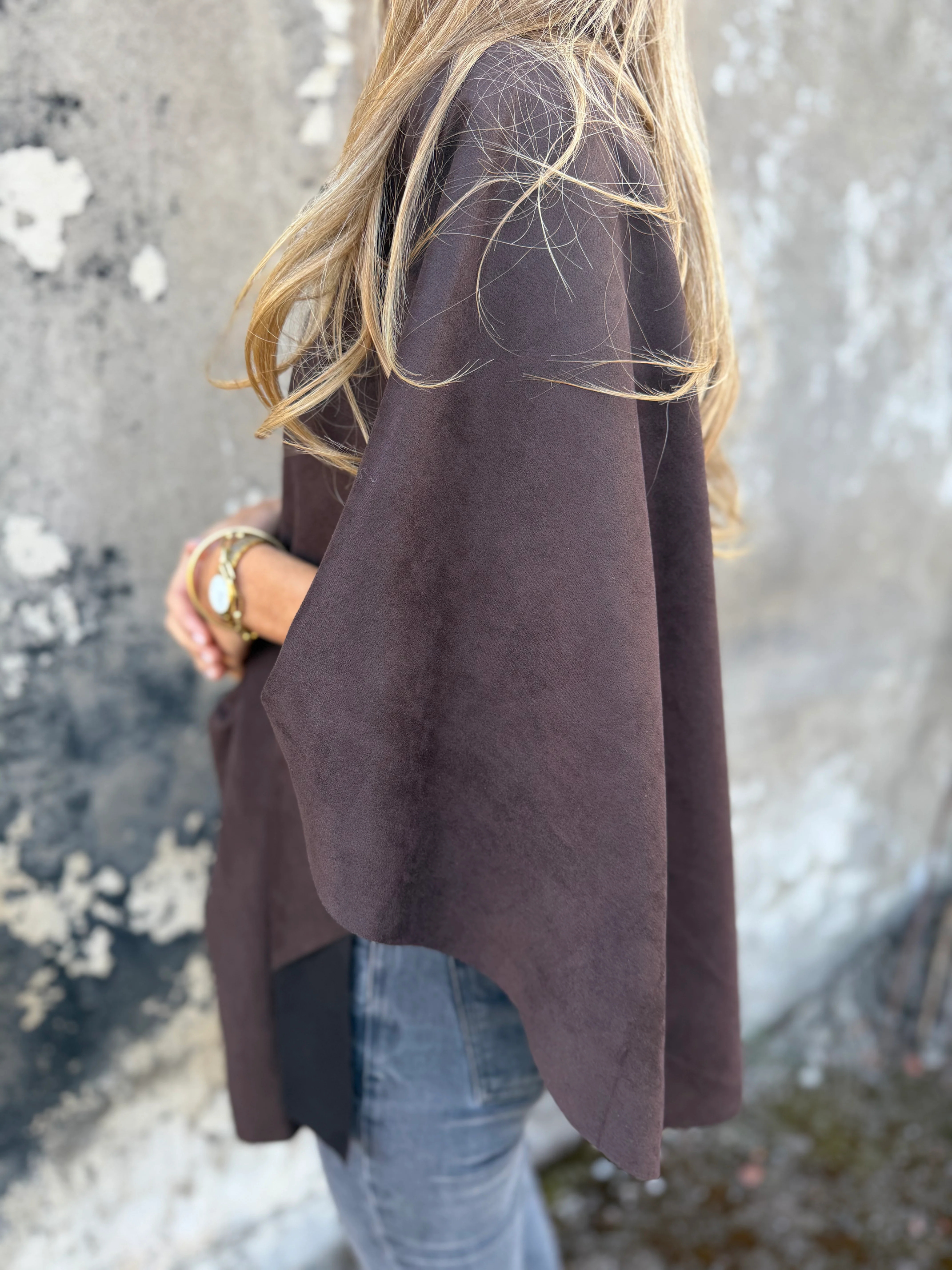 CLEARANCE SALE🔥V-Neck Faux Suede Poncho Cape