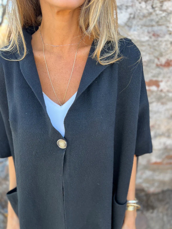 CLEARANCE SALE🔥Notch Lapel Wrap Cape Coat