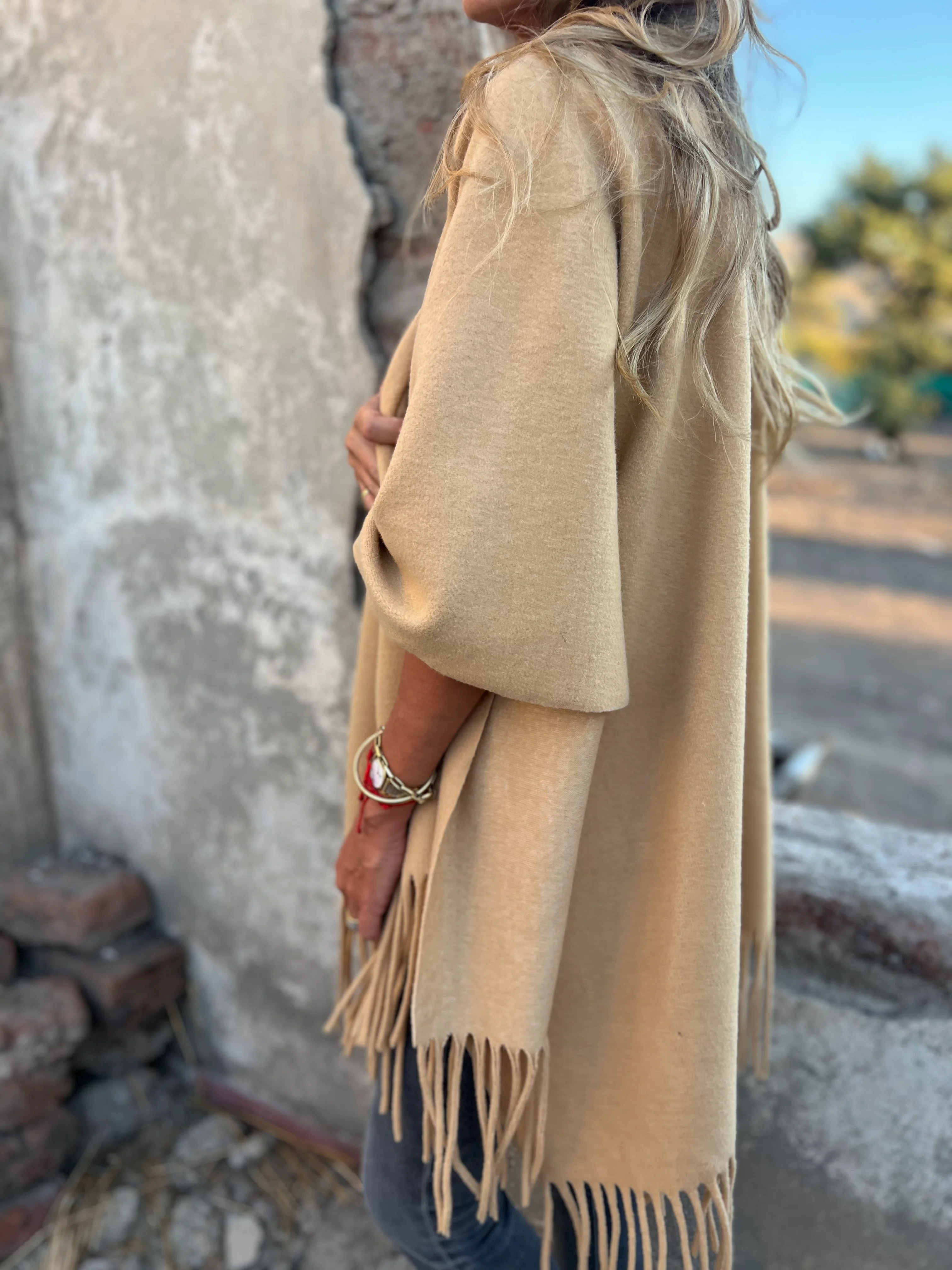 CLEARANCE SALE🔥 Soft Wool Blend Fringe Poncho
