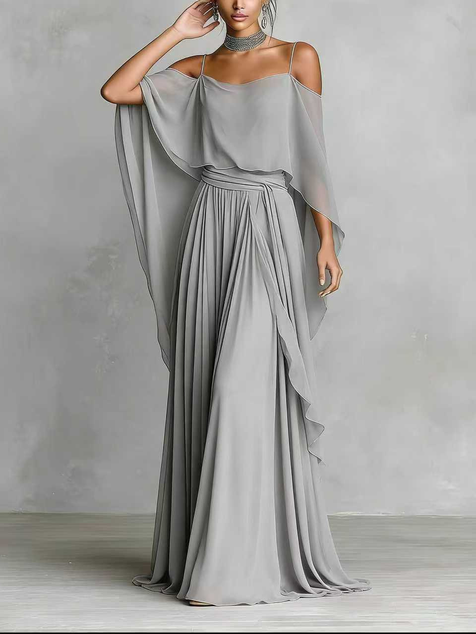 Flowy Chiffon Two Piece Maxi Dress