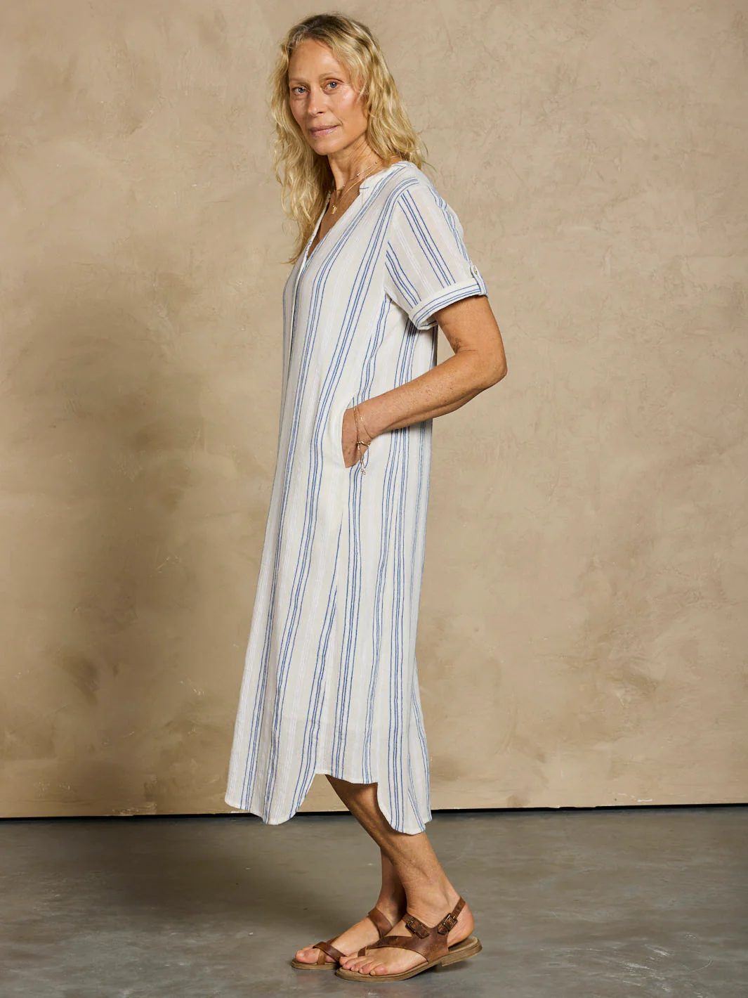 Loose Button Midi Dress