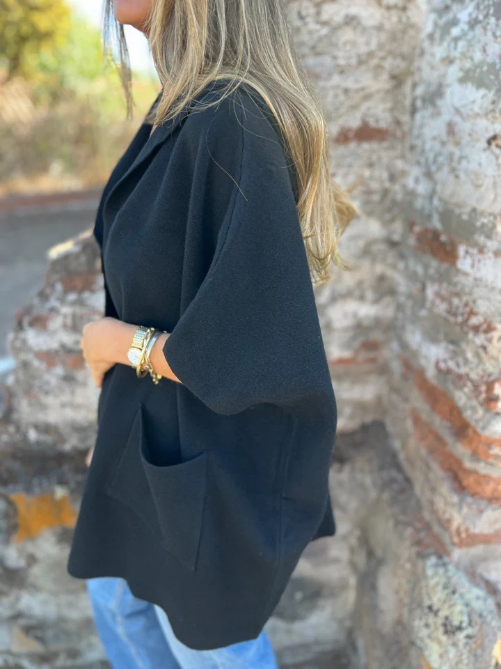 CLEARANCE SALE🔥Notch Lapel Wrap Cape Coat