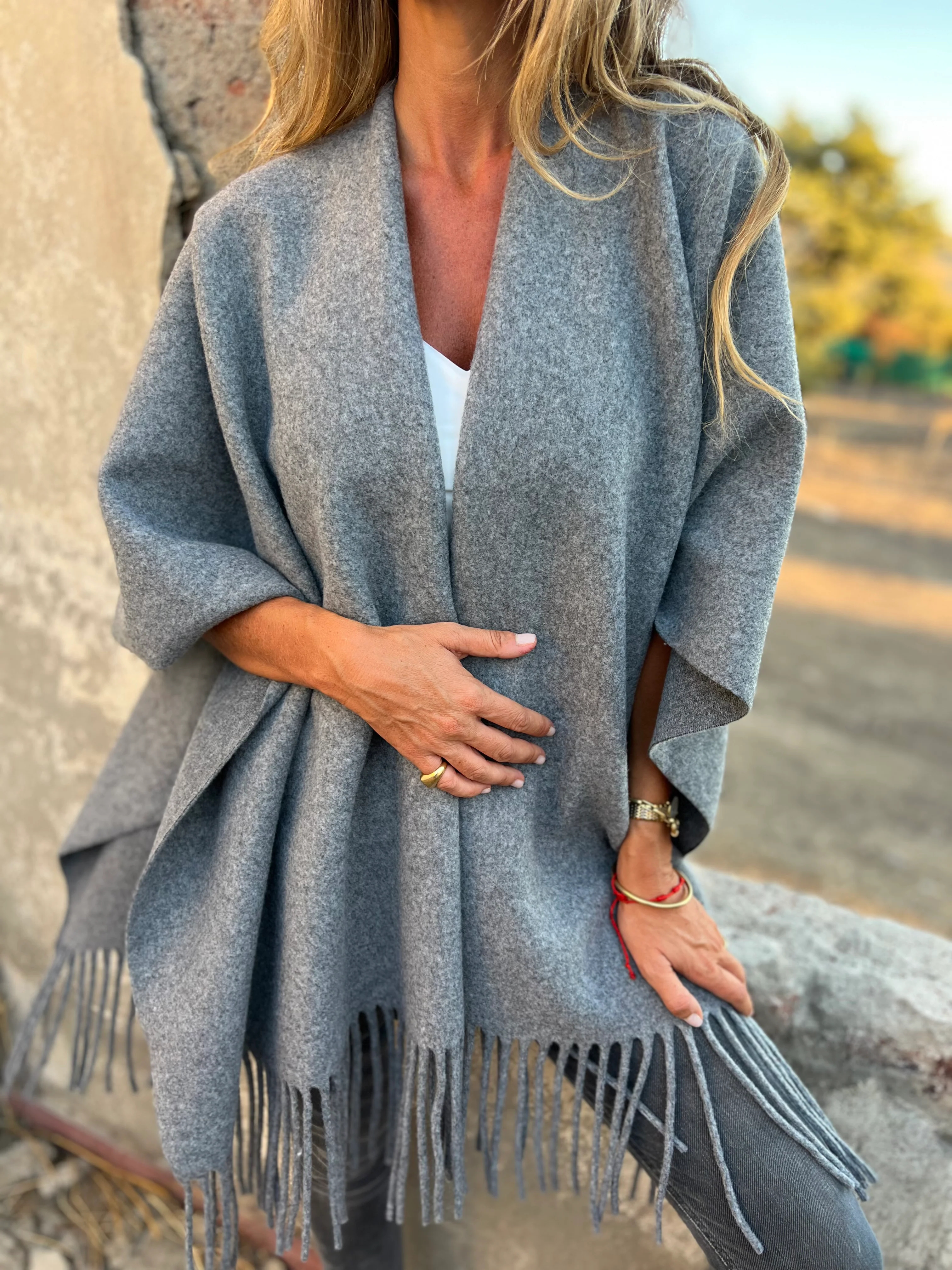 CLEARANCE SALE🔥 Soft Wool Blend Fringe Poncho