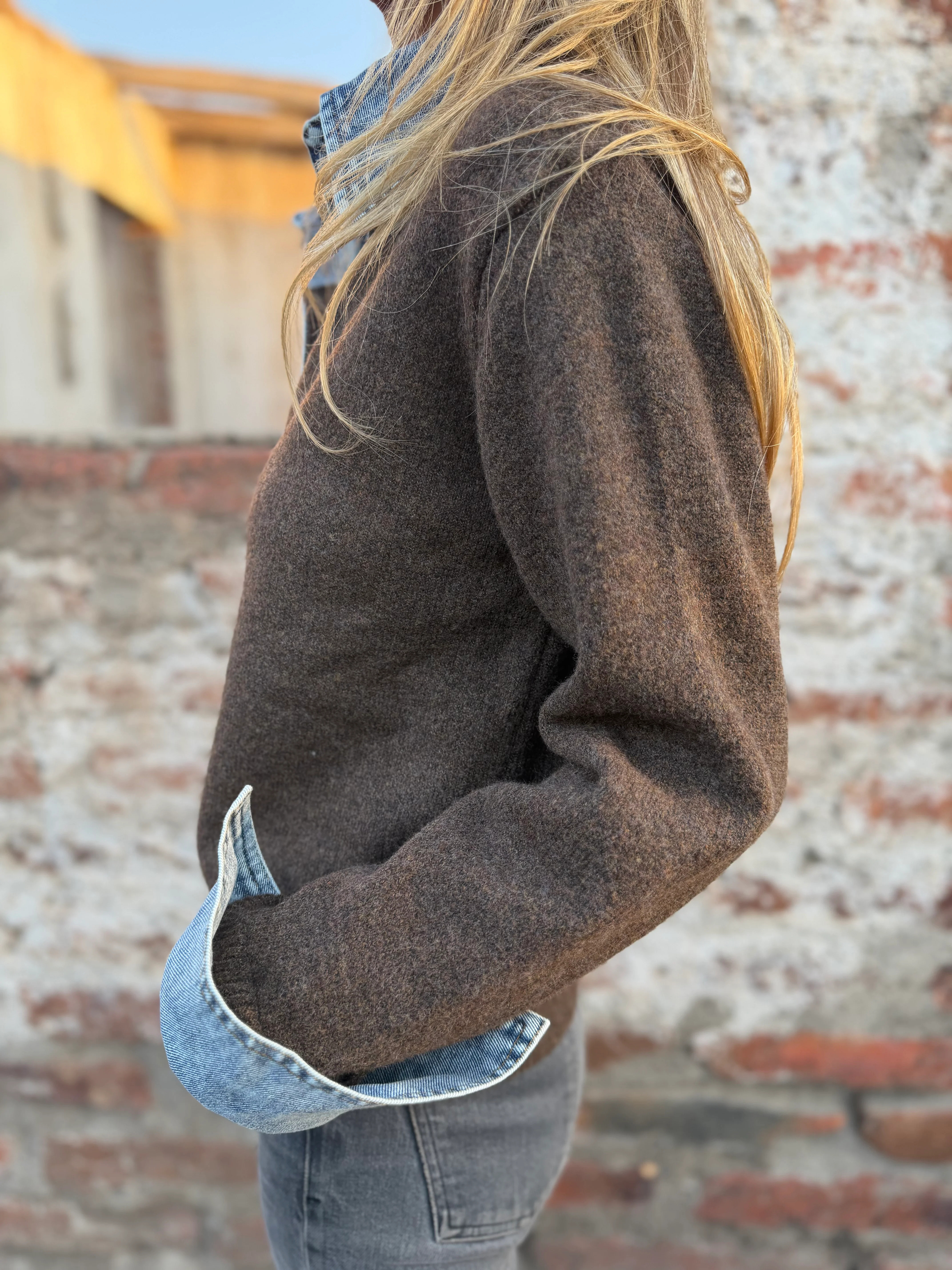 CLEARANCE SALE🔥Denim Contrast Knit Cardigan