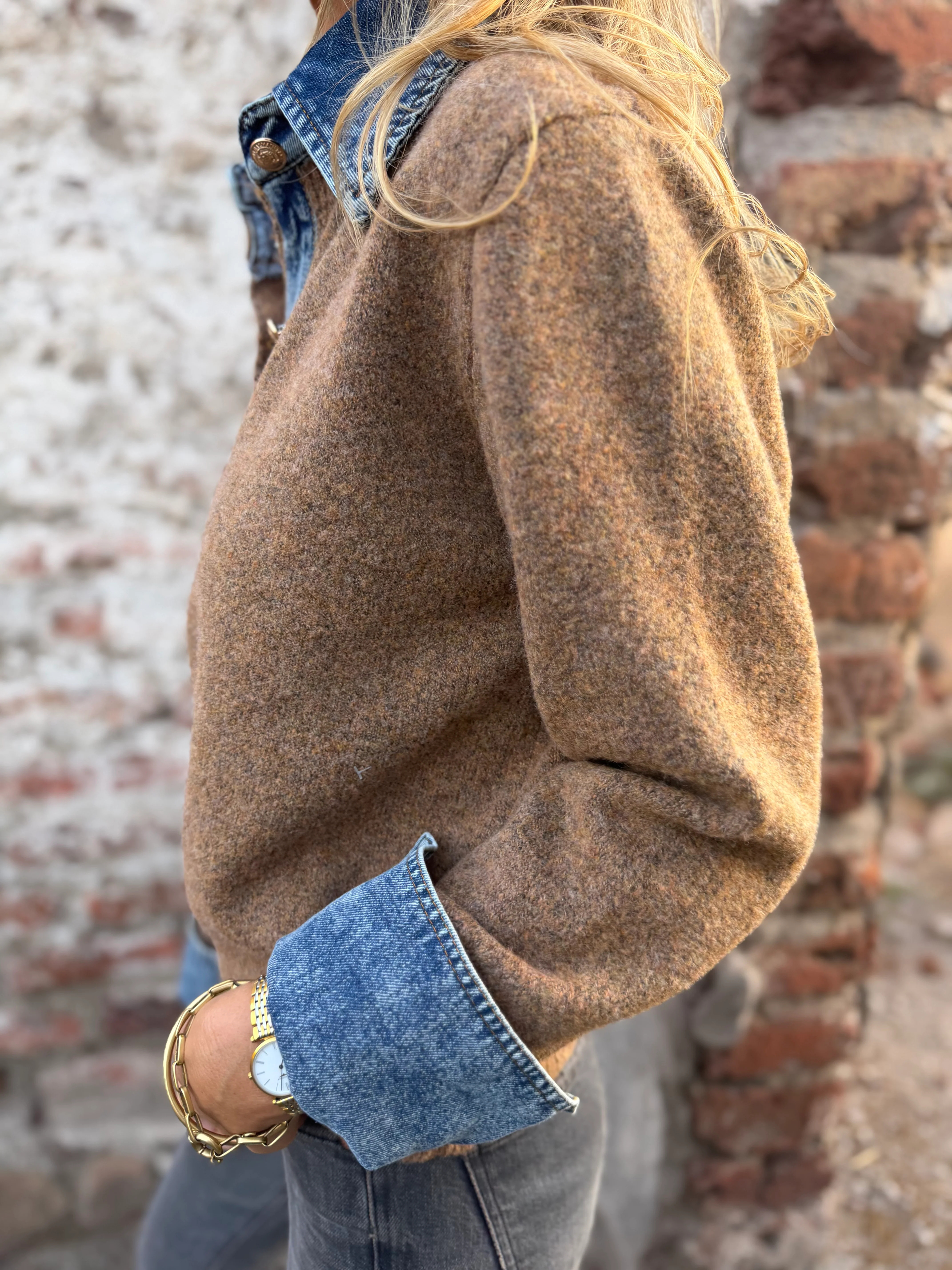 CLEARANCE SALE🔥Denim Contrast Knit Cardigan